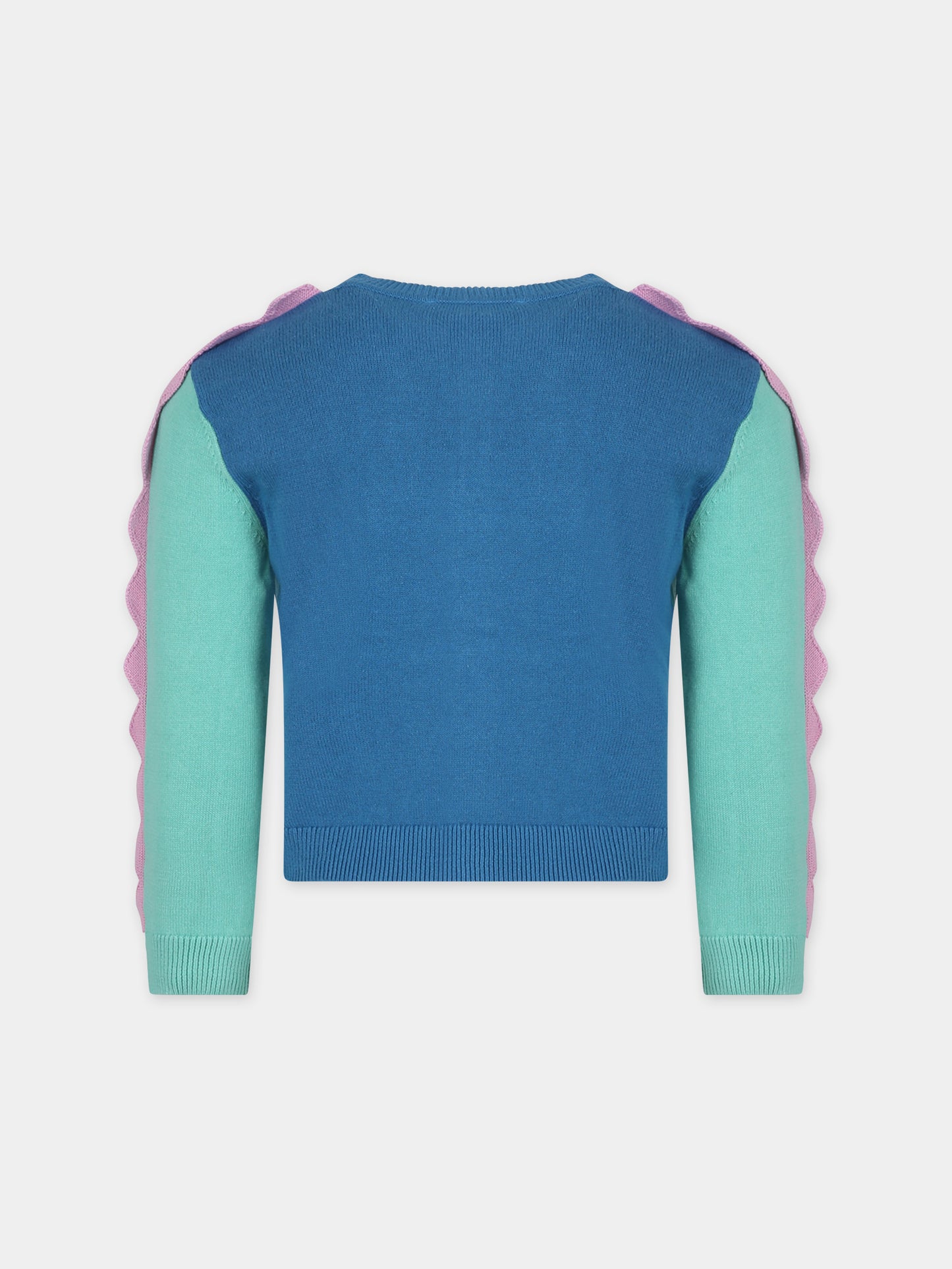 Cardigan azzurro per bambina con cuori,Stella Mccartney Kids,TU9A30 Z1841 672