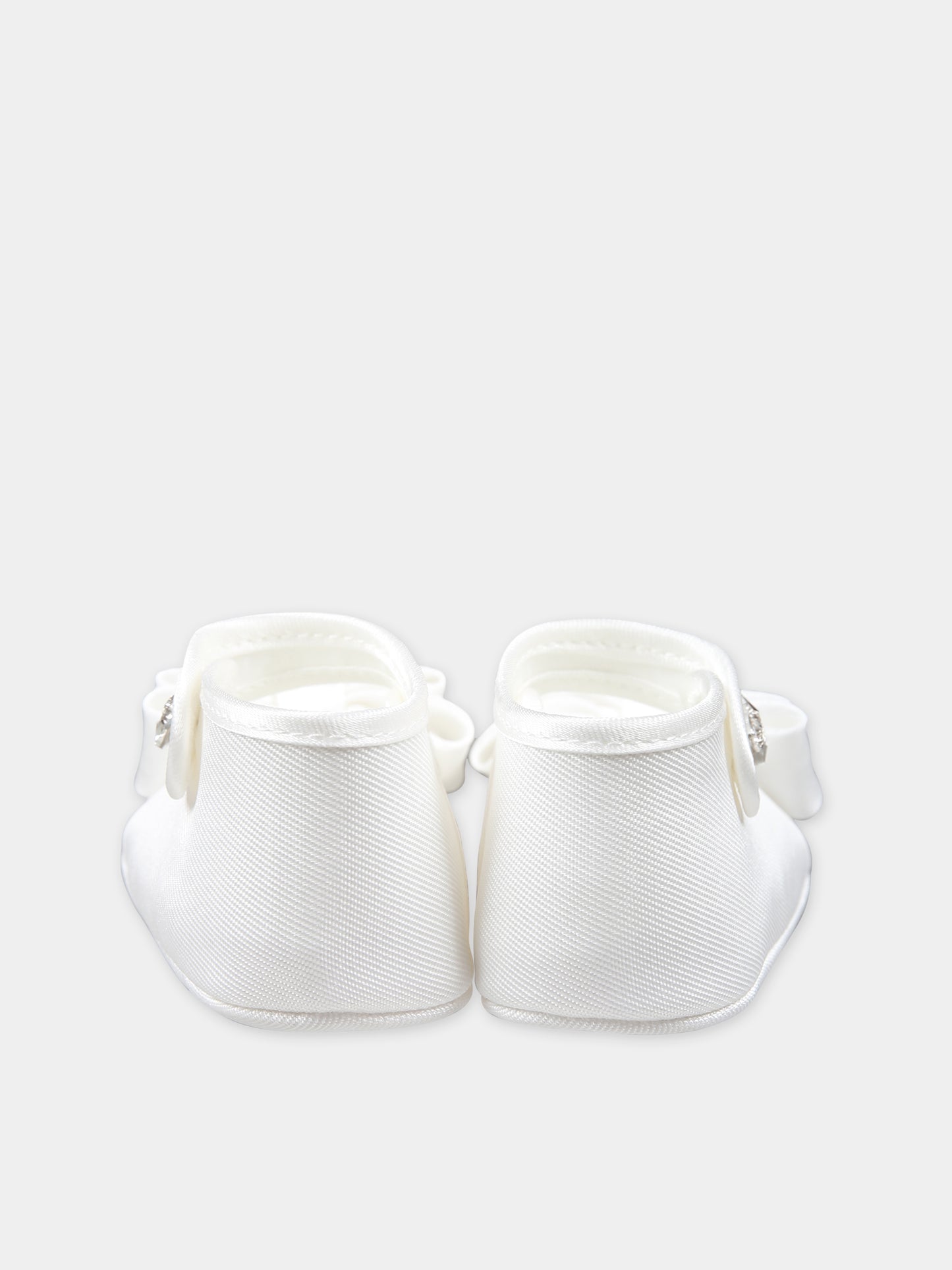 Ballerine bianche per neonata con fiocco,Monnalisa,73C000 3302 0001