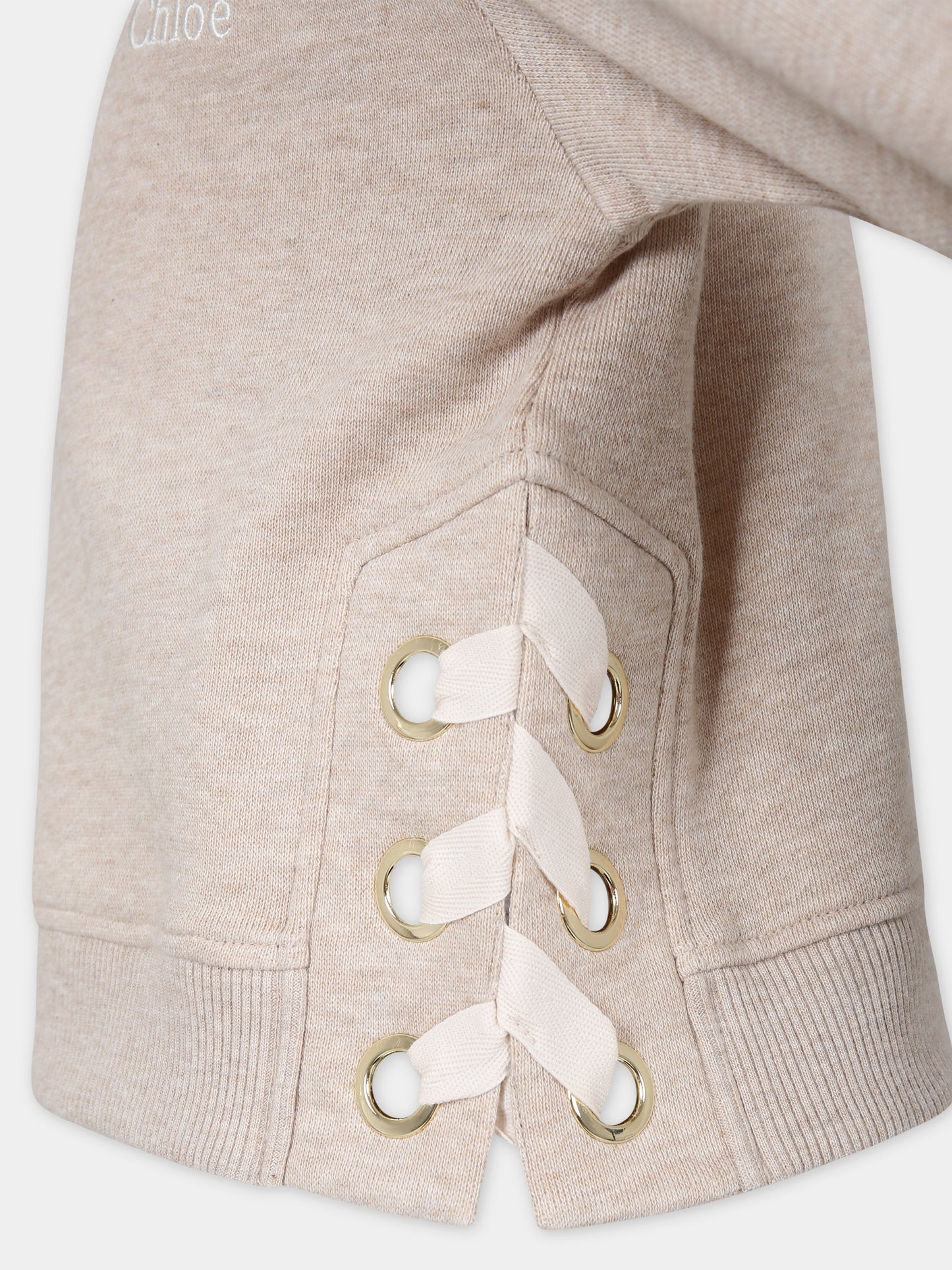 Felpa beige per bambina con logo,Chloé Kids,C20107 C03