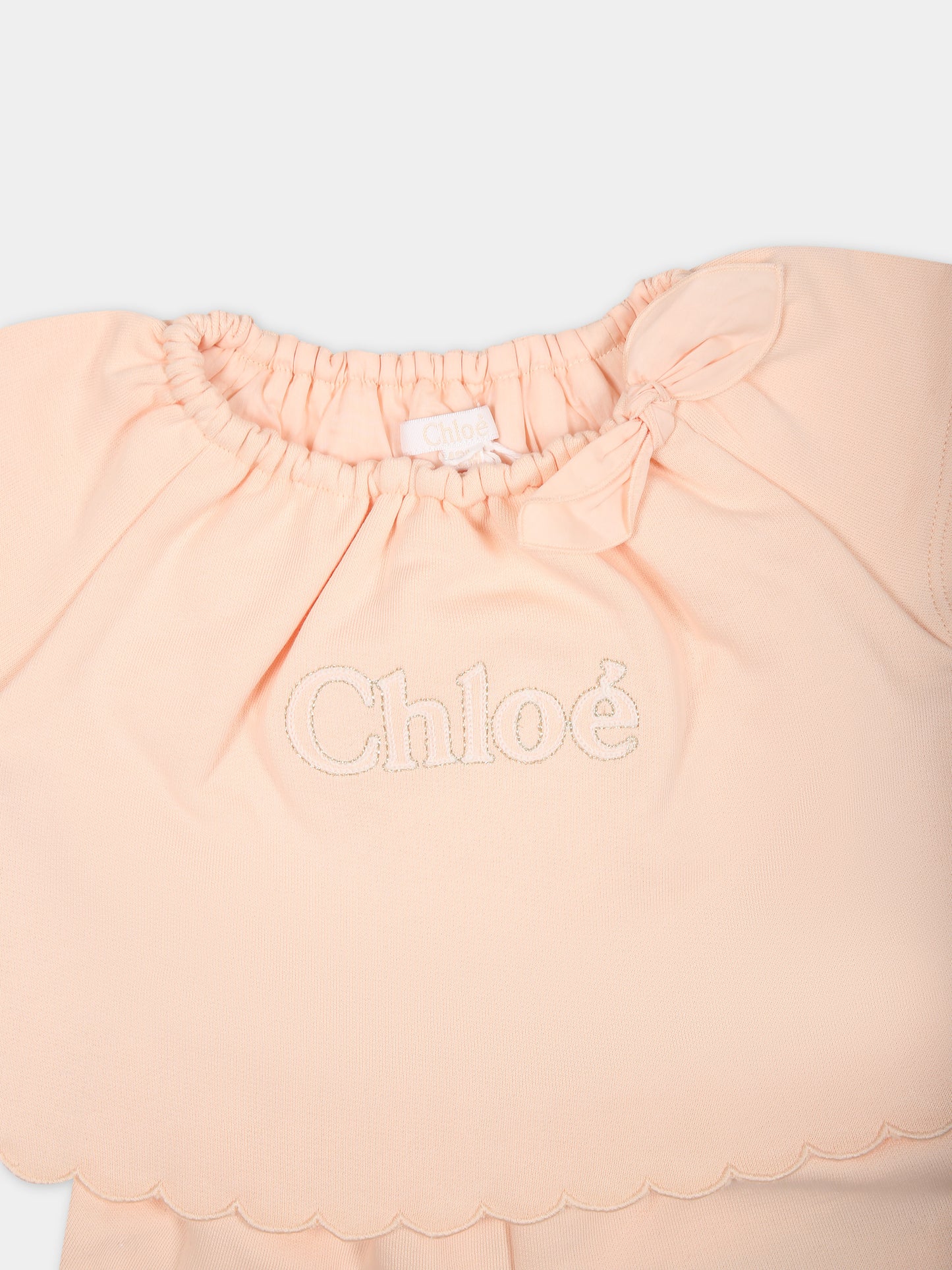 Completo sportivo rosa per neonata con logo,Chloé Kids,C20012 45F