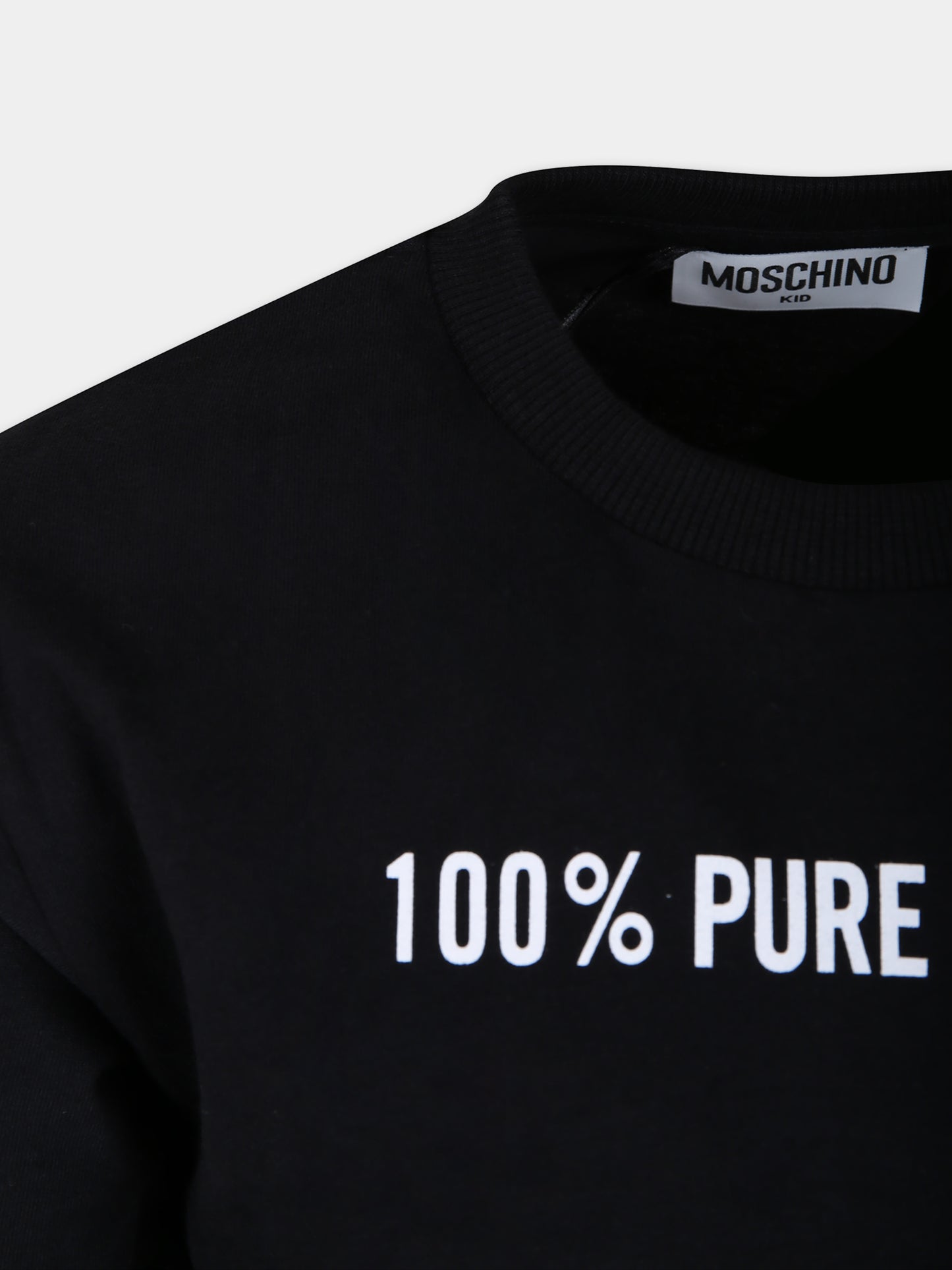 T-shirt nera per bambini con logo,Moschino Kids,HZM03R LAA01 60100