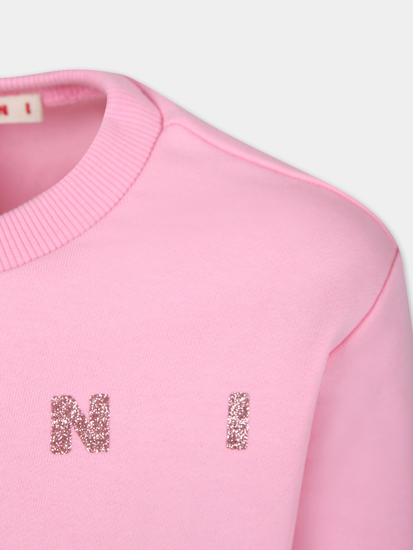 Felpa rosa per bambina con logo,Marni Kids,M01100 M00SF MS117F 0M340