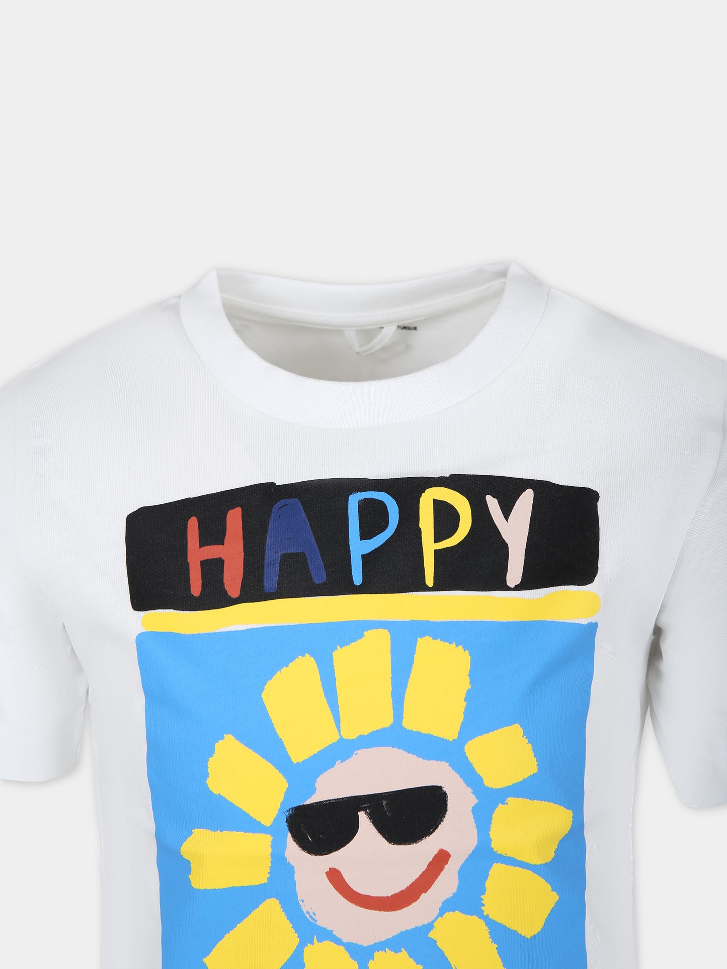 T-shirt bianca per bambino con stampa multicolor,Stella Mccartney Kids,TU8R41 Z0434 100