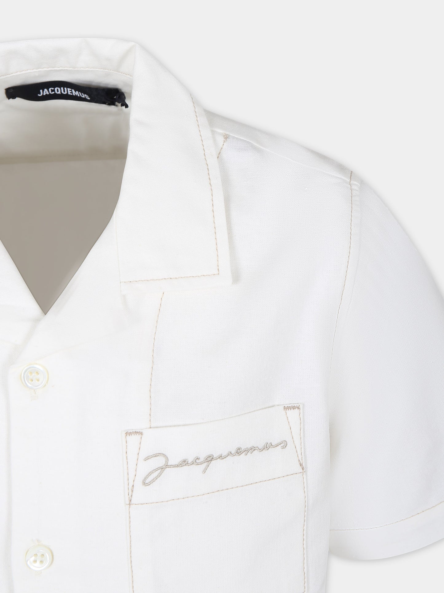 Ivory 'Jean' shirt for boy with logo,Jacquemus,Q00005 148