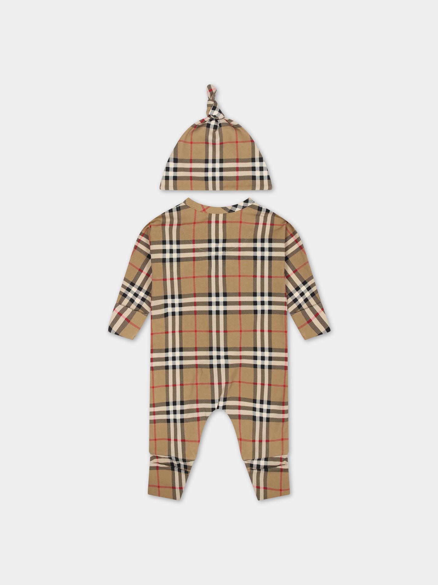 Set beige per neonati con check vintage,Burberry Kids,8070270 A7028