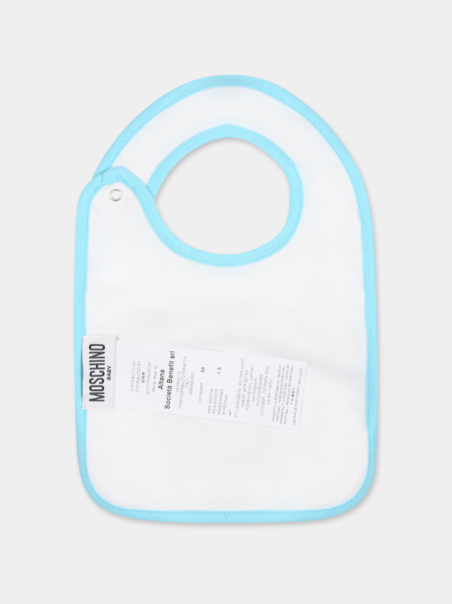 Set celeste per neonato con Teddy Bear e logo,Moschino Kids,MUY04S LAA27 41020