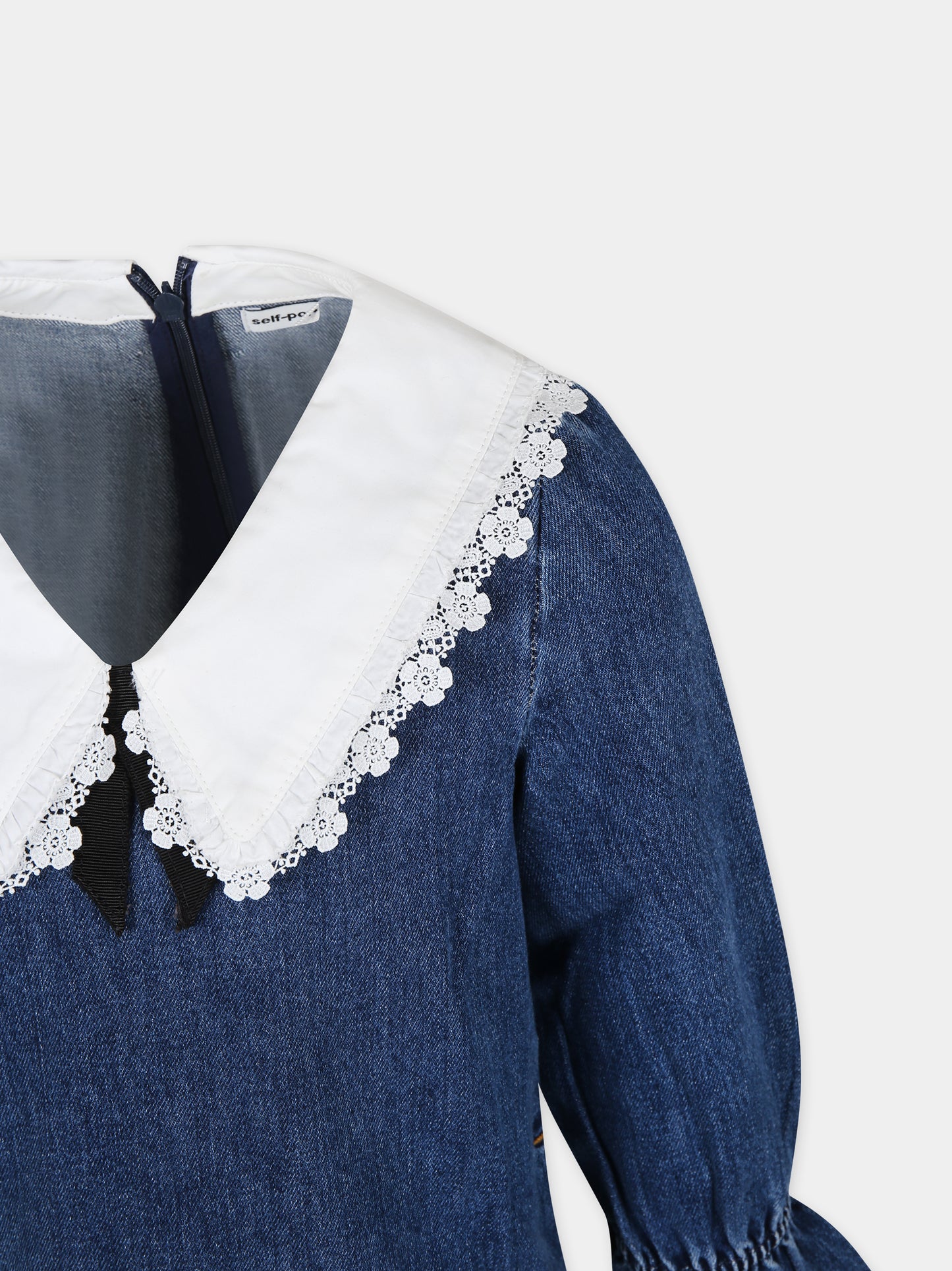 Vestito elegante in denim per bambina,Self-portrait,RS24 703S BL