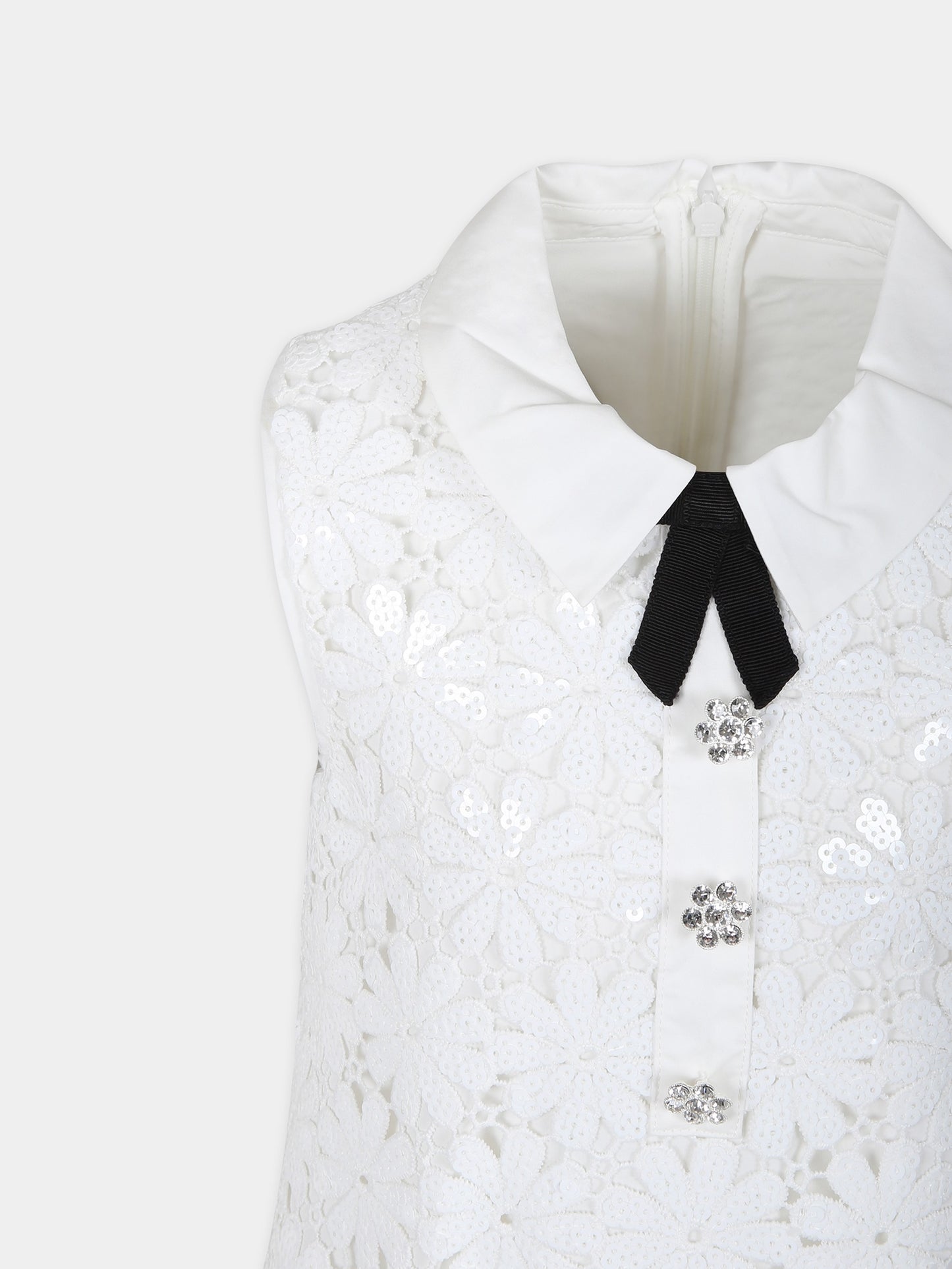 Vestito bianco per bambina in pizzo macramé,Self-portrait,RS24 728S W