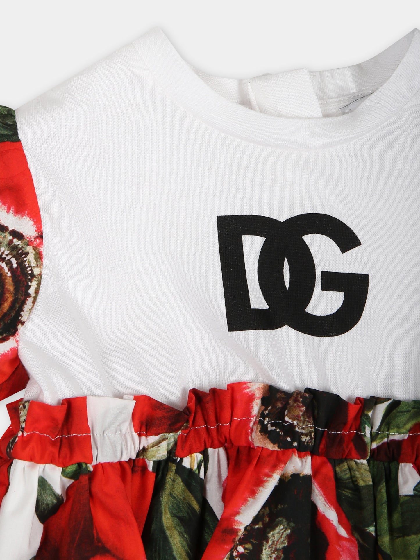 Vestito rosso per neonata con fiore Anemone all-over,Dolce & Gabbana Kids,L2JD6K G7M2E S9000