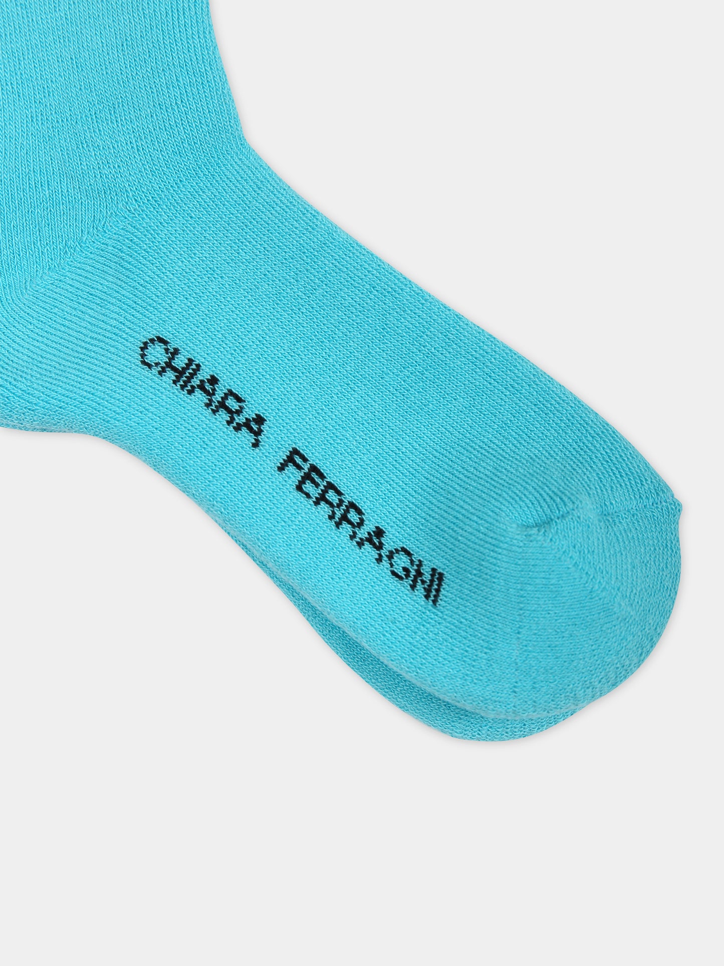 Calze azzurre per bambina con eyes flirting e cuori,Chiara Ferragni Collection,59C001 3080 057F