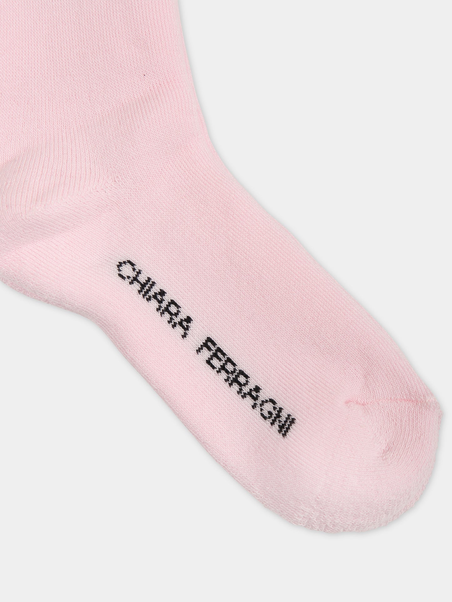 Calze rosa per bambina con eyes flirting e cuori,Chiara Ferragni Collection,59C001 3080 090F