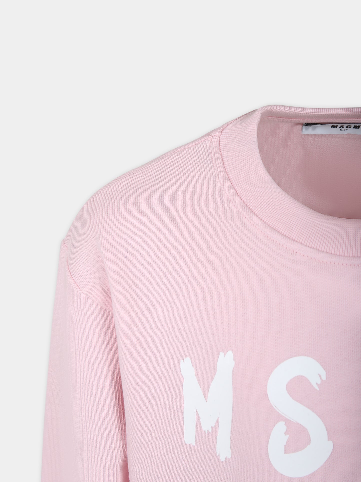 Felpa rosa per bambina con logo,Msgm Kids,S4MSJUSW022 709