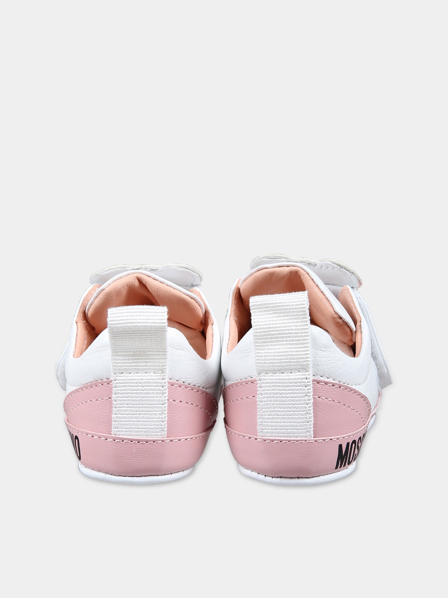 Sneakers bianche per neonata con Teddy Bear,Moschino Kids,77279 1