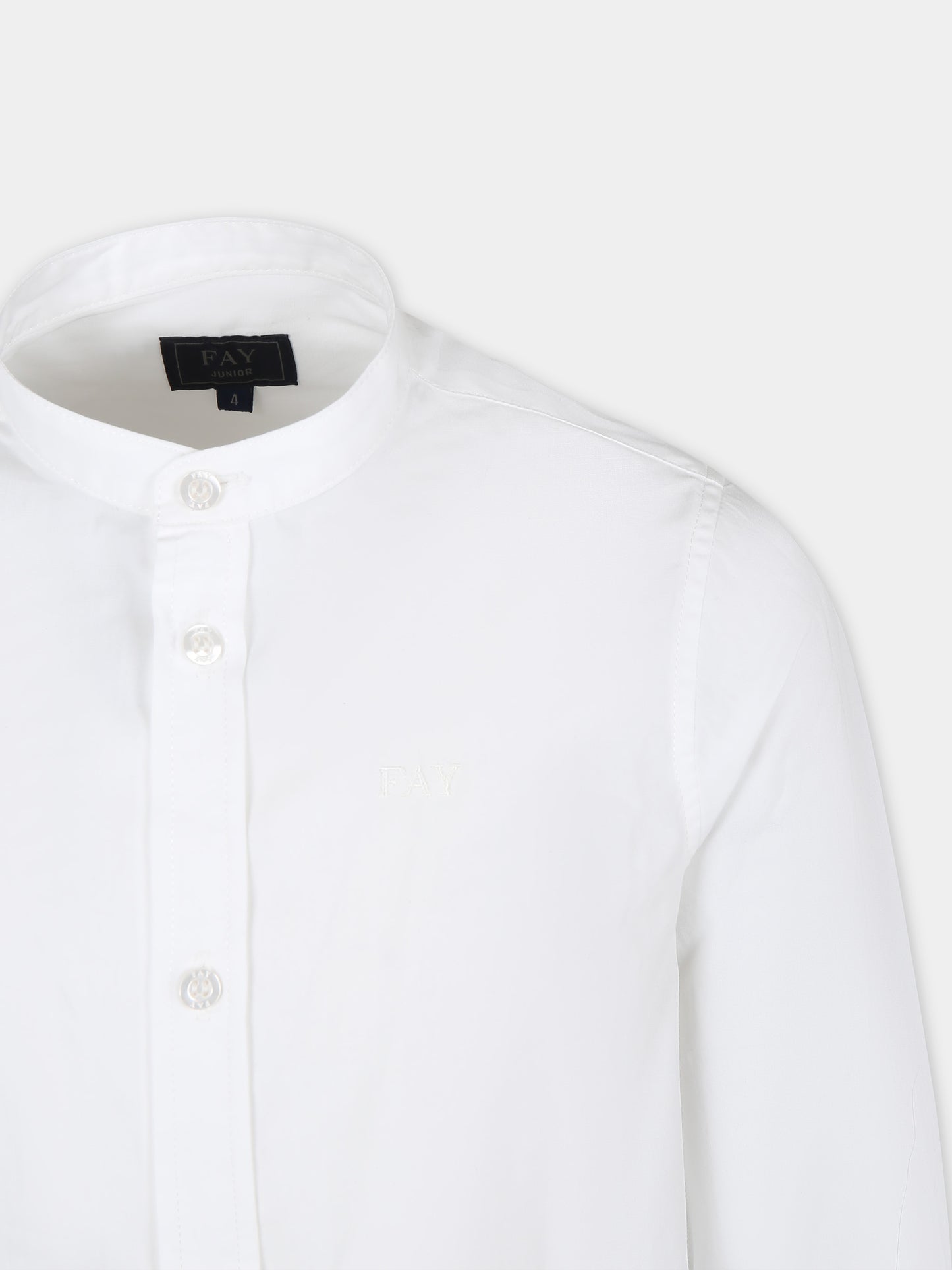Camicia bianca per bambino con logo,Fay Kids,FU5P00 P0013 100