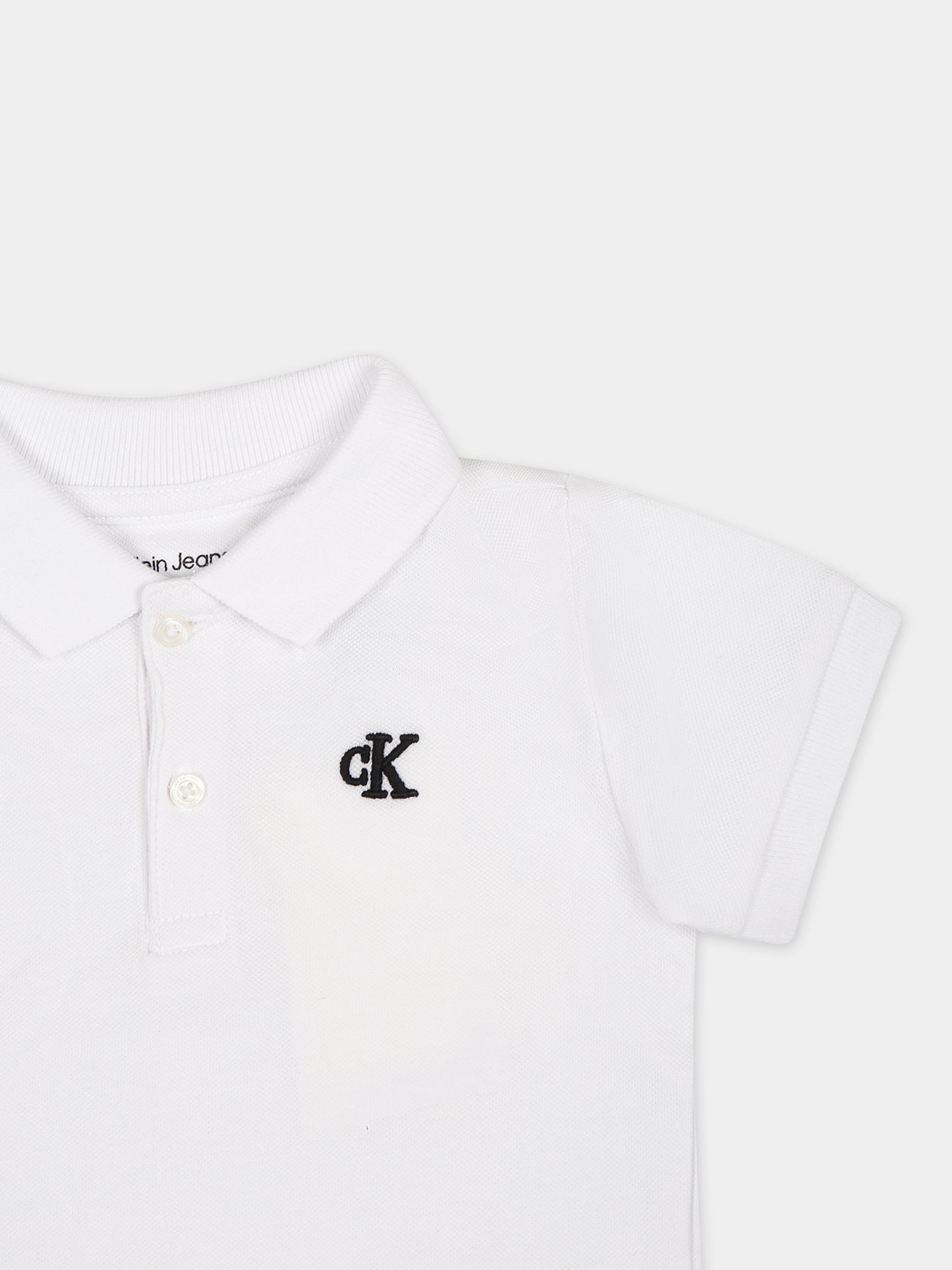 Polo bianca per neonato con logo,Calvin Klein Kids,24SMCKIN0IN00170 YAF