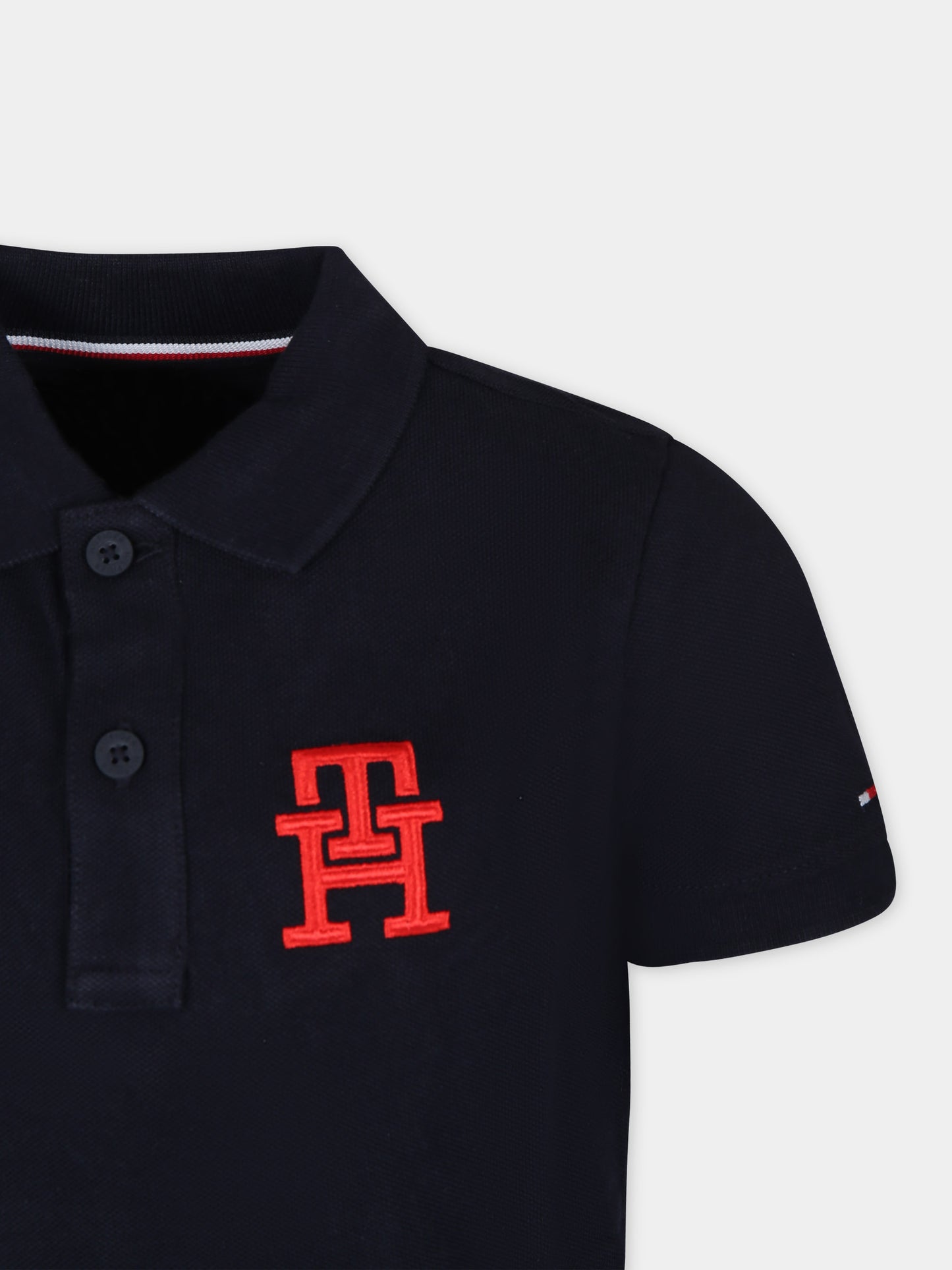 Polo blu per bambino con logo,Tommy Hilfiger Junior,24SMTHKB0KB08853 DW5
