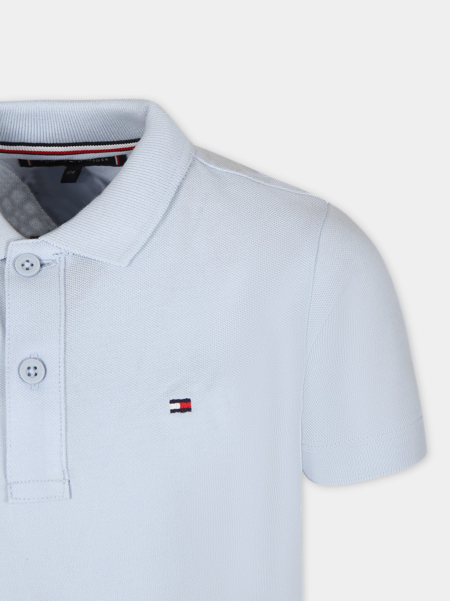 Polo celeste per bambino con logo,Tommy Hilfiger Junior,24SMTHKB0KB09103 C1O