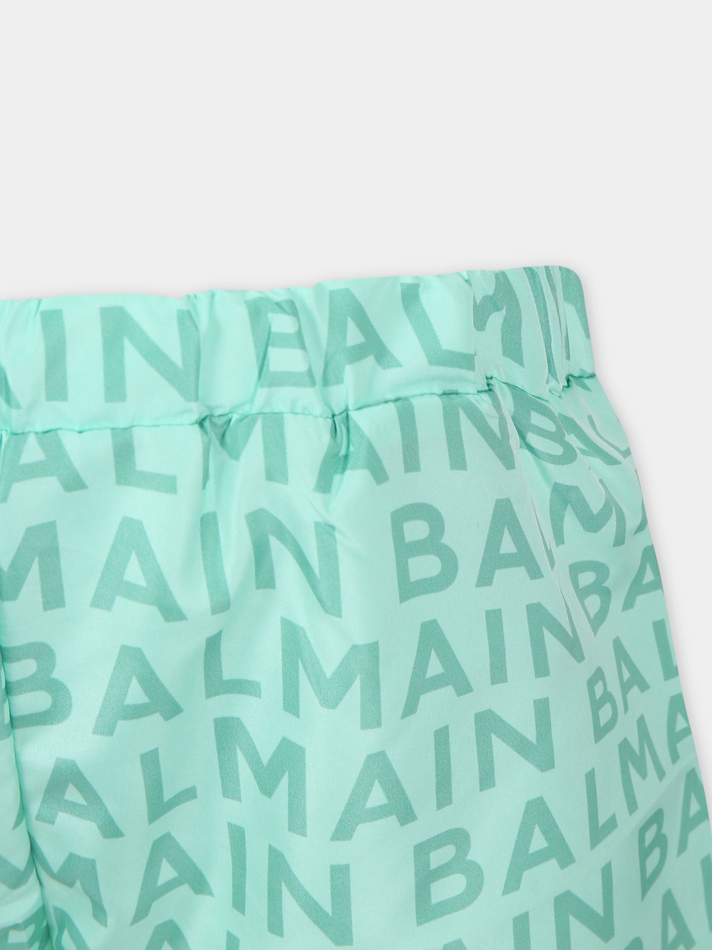 Boxer mare verde bambino con logo,Balmain Kids,BUCP29 Z2179 70A