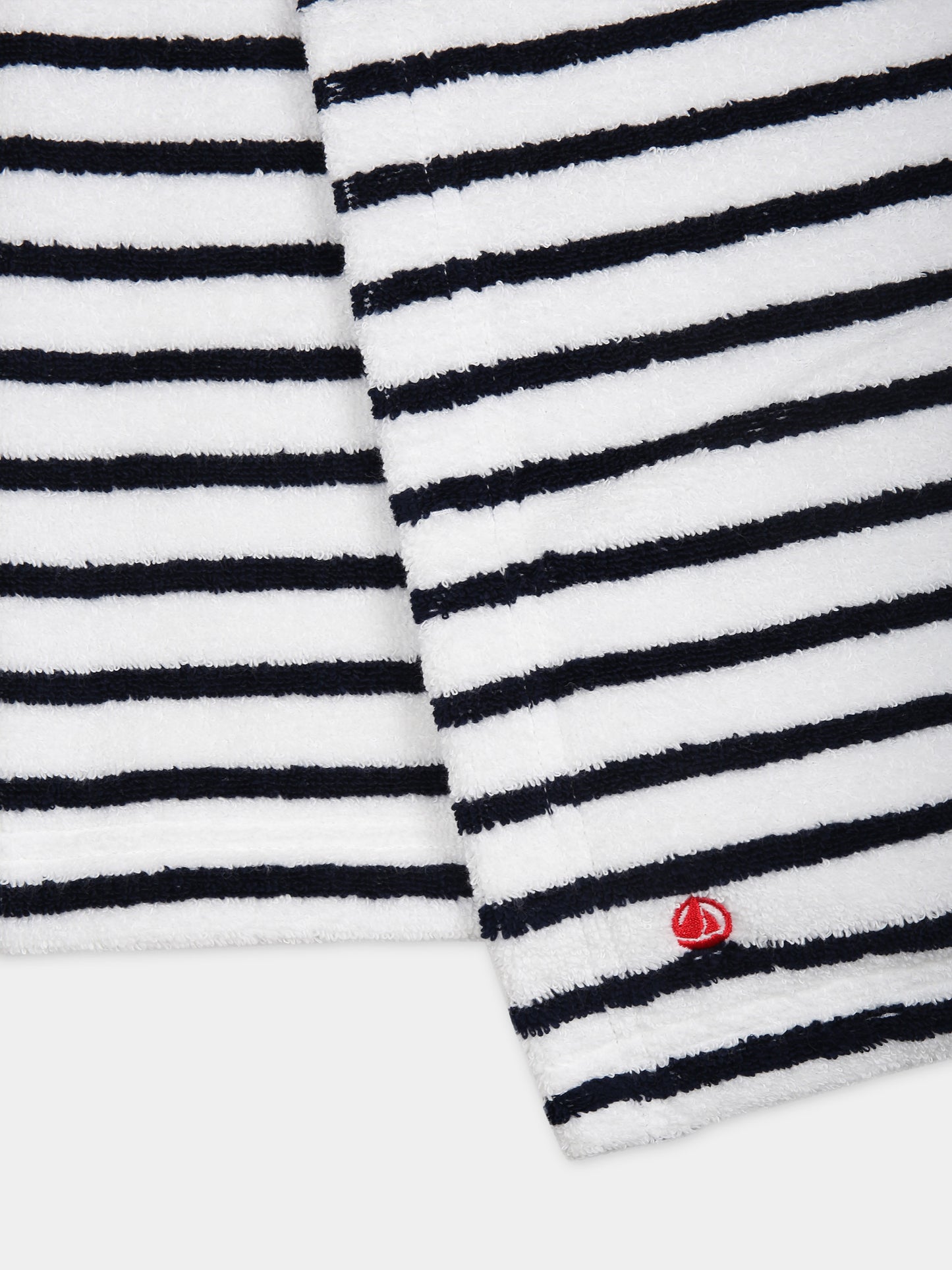 Accappatoio blu per neonato con righe,Petit Bateau,A08AT 86 LAIT/MEDIEVAL