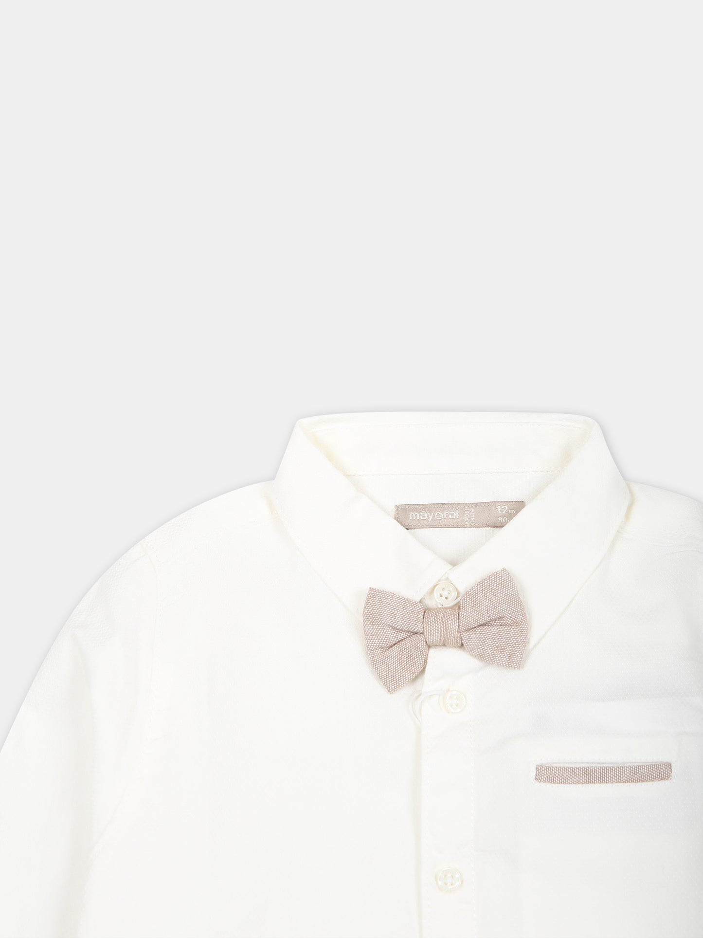 Camicia avorio per neonato con papillon,Mayoral,1116 012