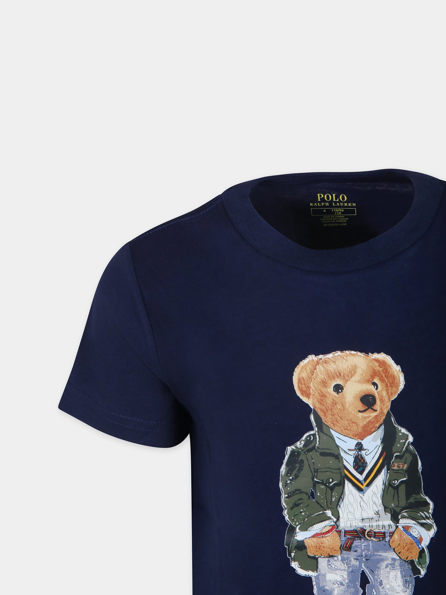 T-shirt blu per bambino con Polo Bear,Ralph Lauren Kids,853828027