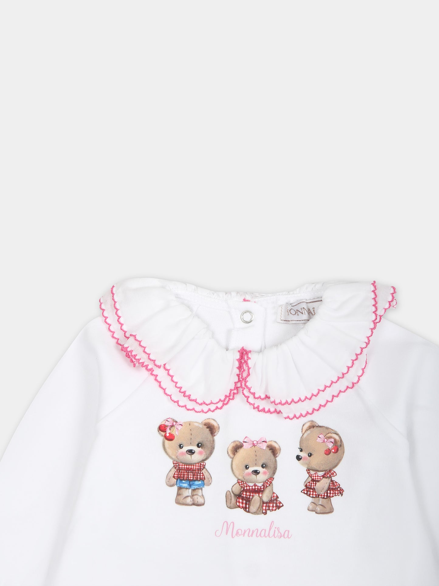 Tutina bianca per neonata con orsetti,Monnalisa,35C210 3000 0099