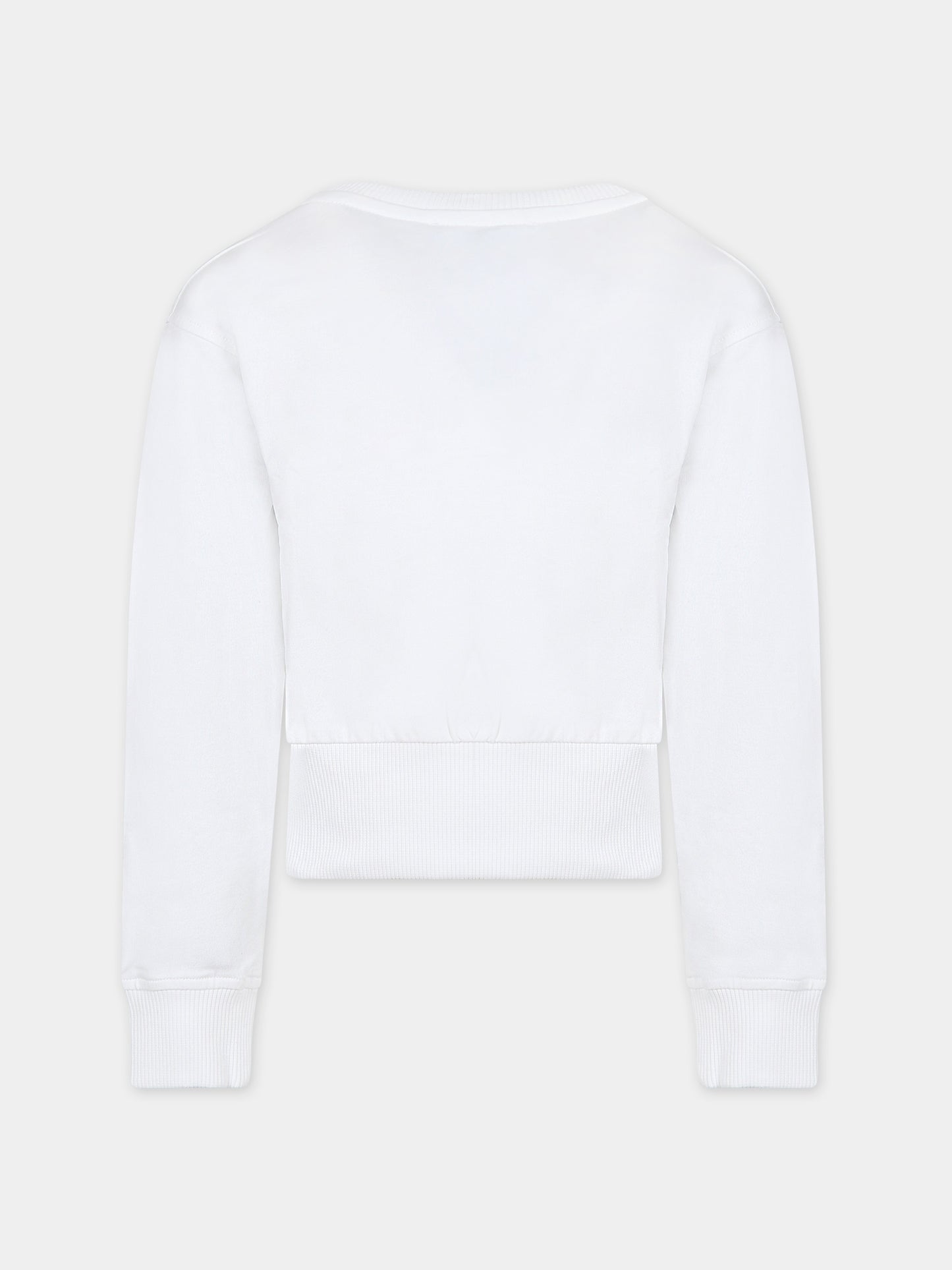 Felpa bianca per bambina con logo,Moschino Kids,HCF032 LDA01 10101