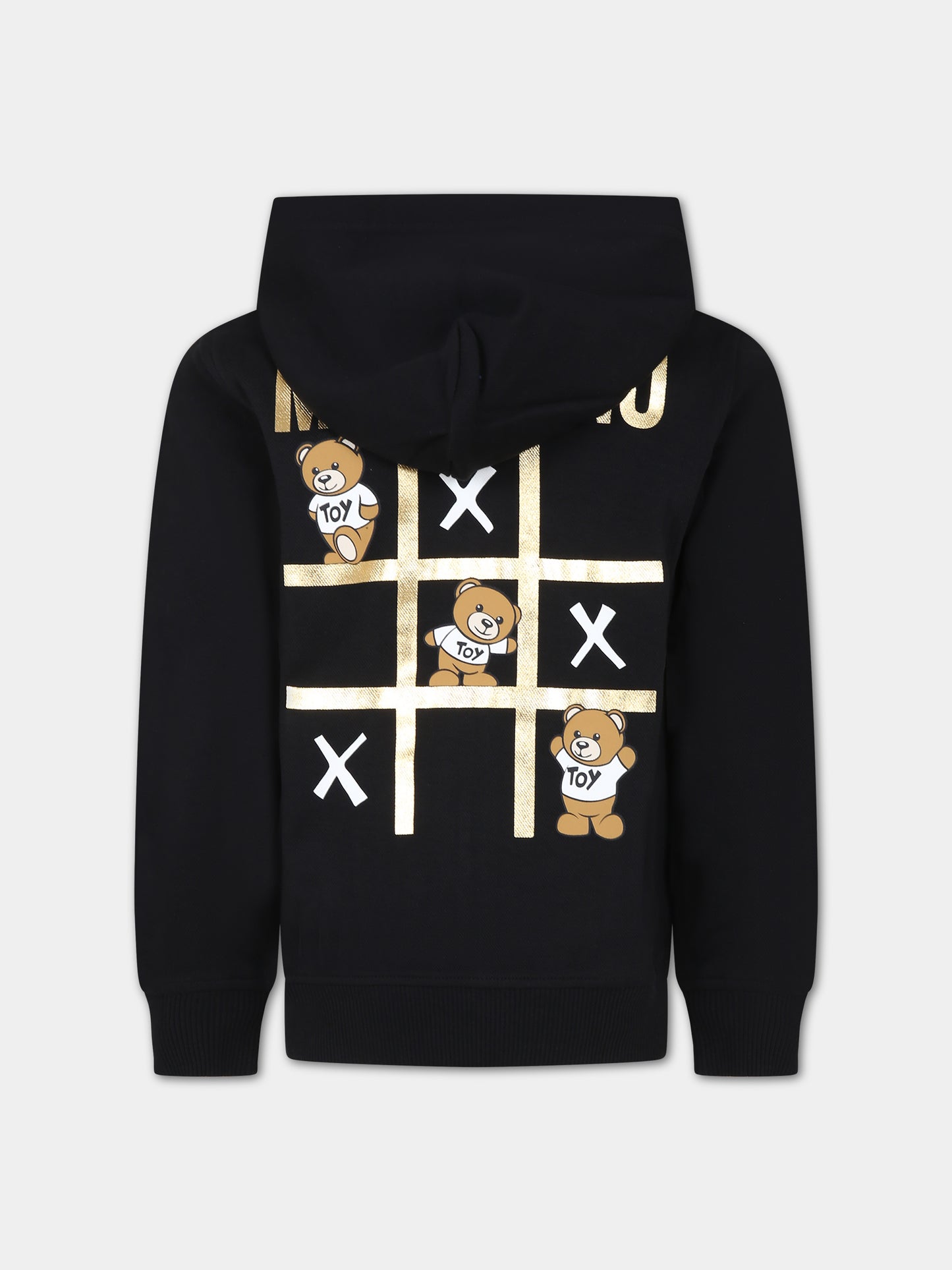 Felpa nera per bambina con Teddy Bear e logo,Moschino Kids,HMF05N LCA34 60100