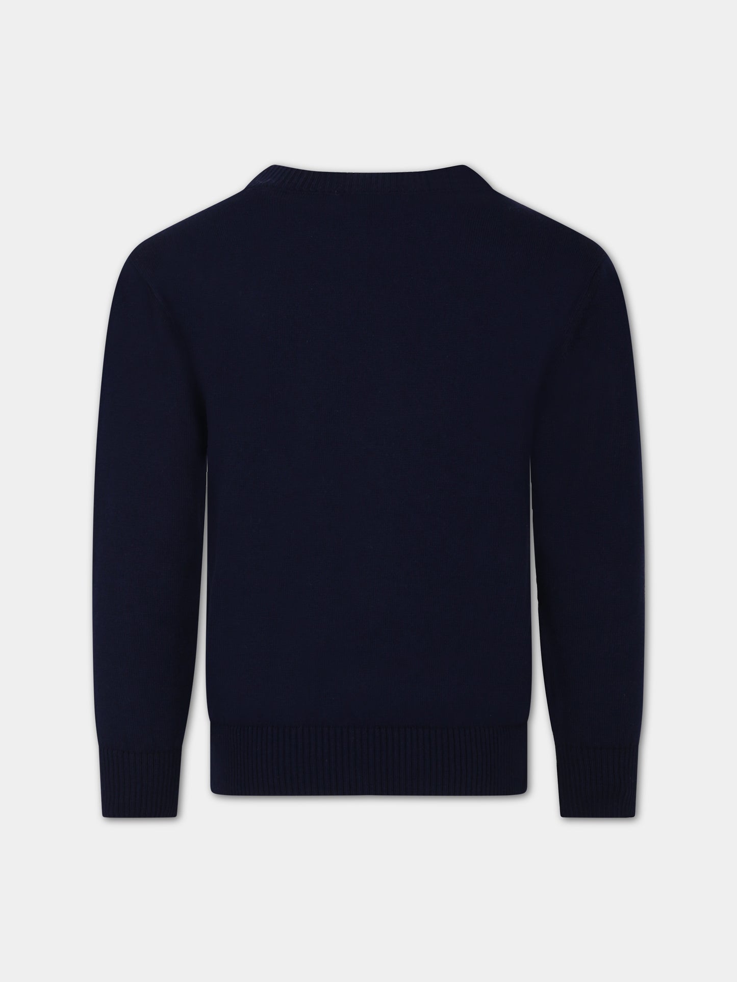 Maglione blu per bambina con Teddy bear e logo,Moschino Kids,HPW00J LHE13 40016