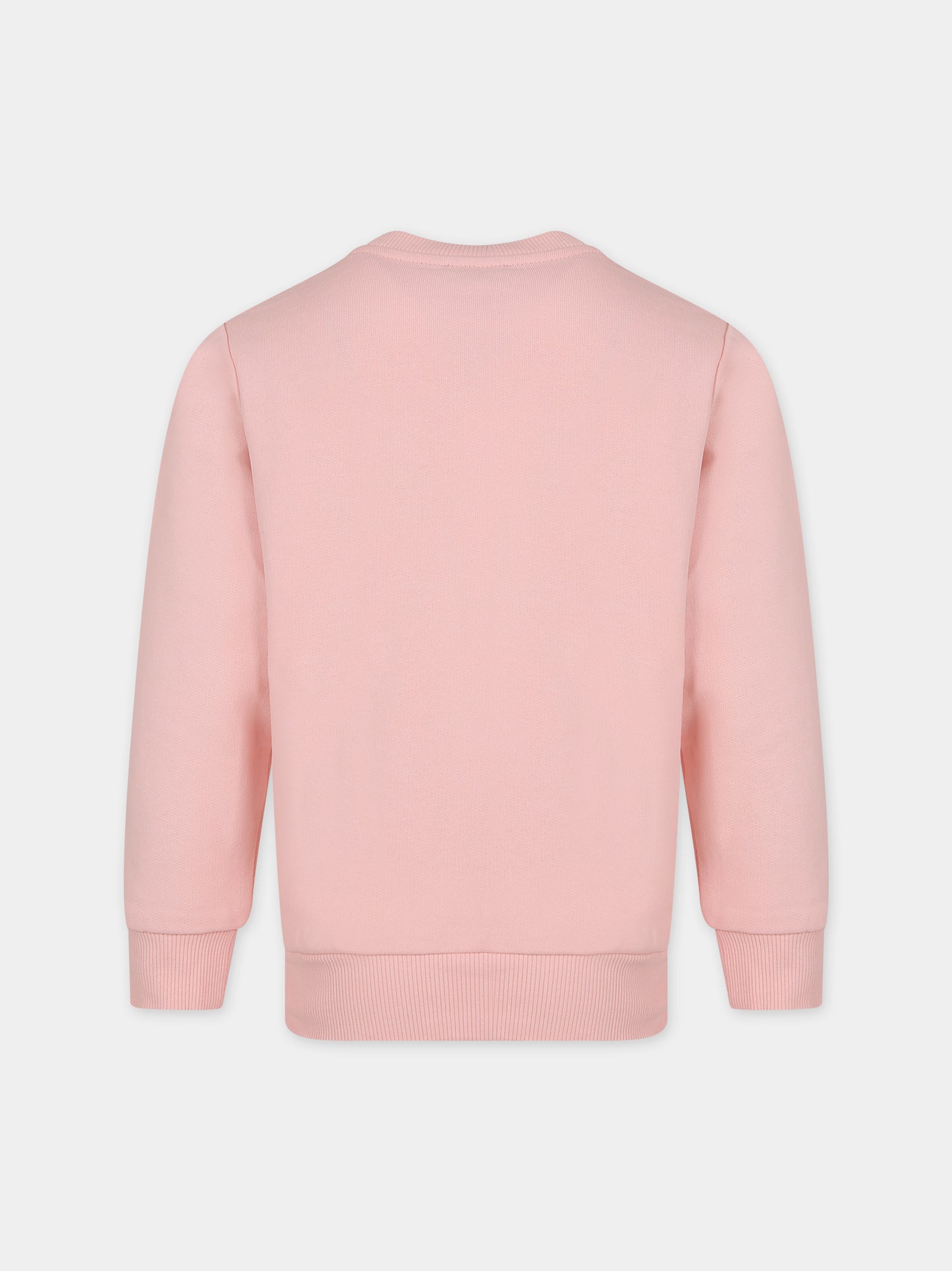 Felpa rosa per bambina con Teddy Bears e logo,Moschino Kids,HUF07E LCA32 50209