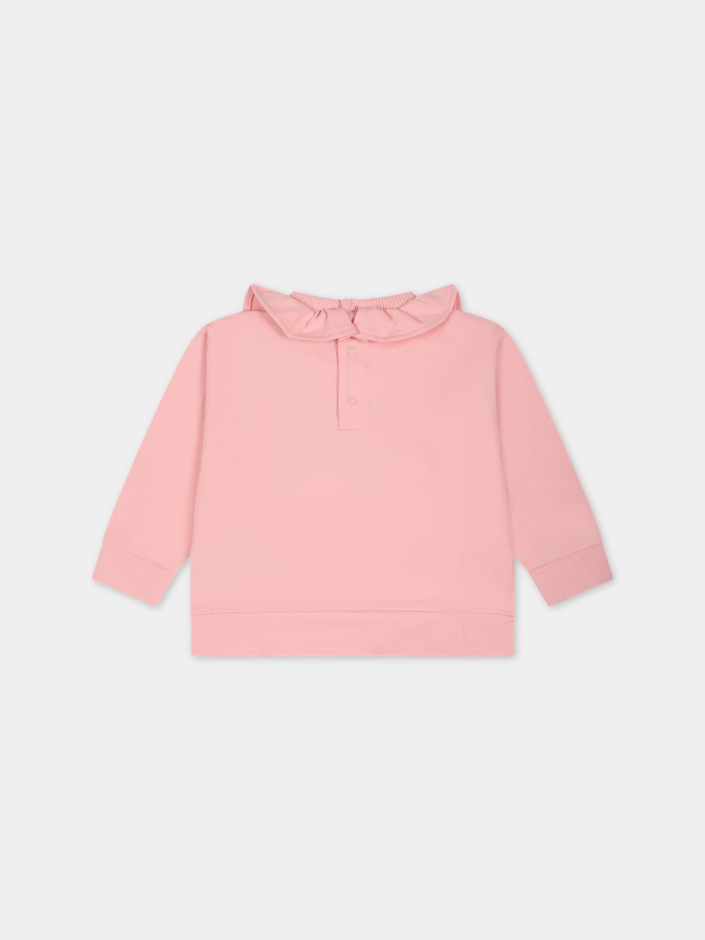 Felpa rosa per neonata con Teddy Bear e logo,Moschino Kids,MAF02A LDA00 50209