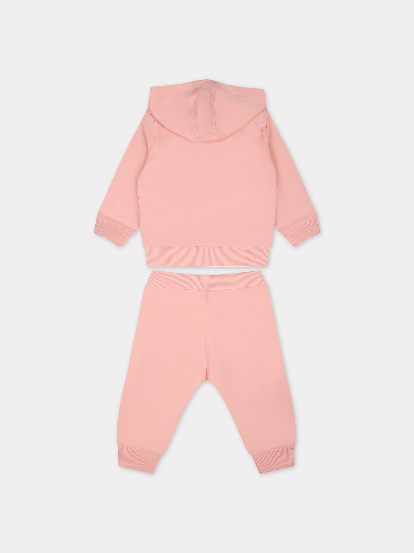 Completo rosa per neonata con Teddy Bear e logo,Moschino Kids,MNK037 LCA19 50209