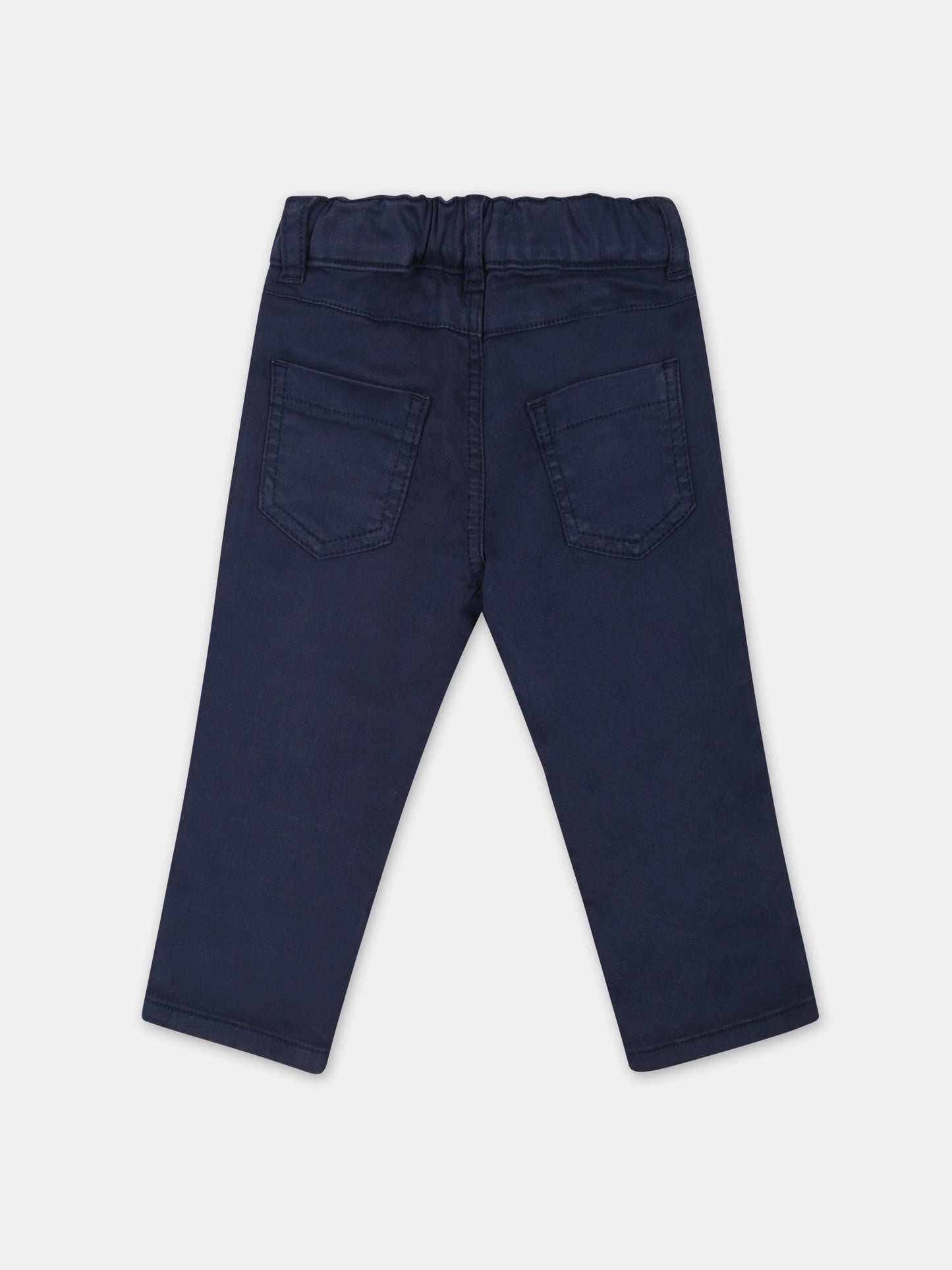 Jeans blu per neonato con Teddy Bear e logo,Moschino Kids,MRP02M LRC01 40016