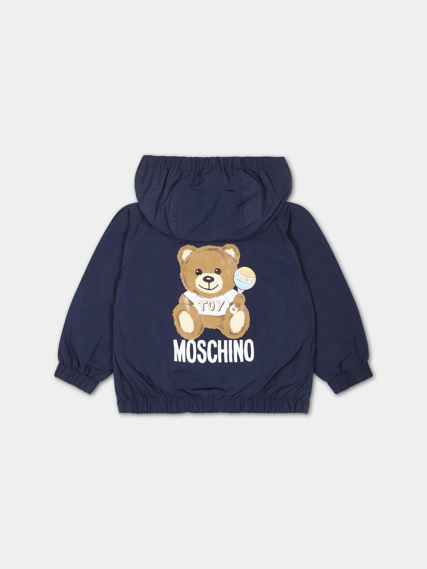 Giacca a vento blu per neonati con Teddy Bear,Moschino Kids,MUS029 L3A39 40016