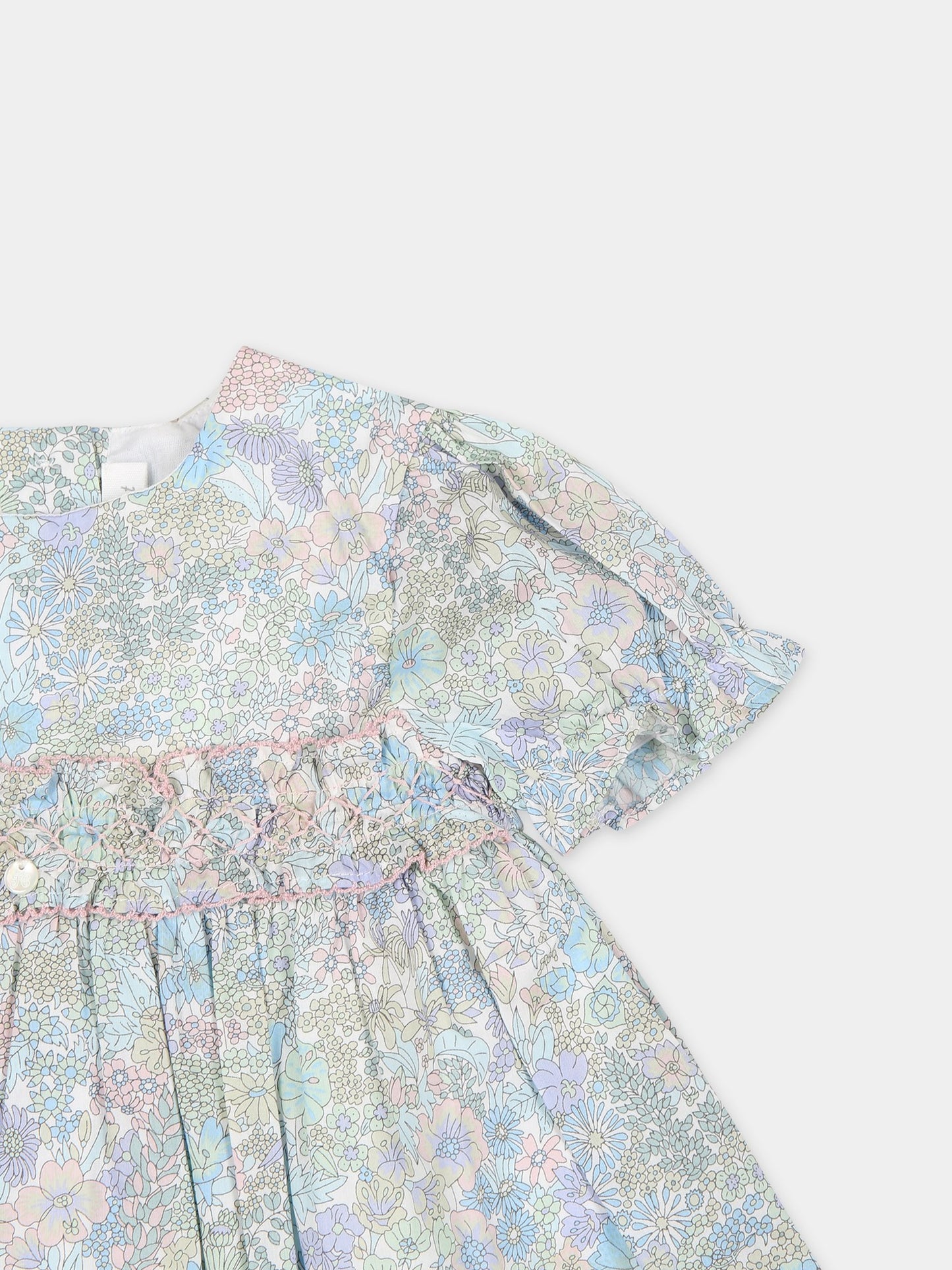 Vestito casual celeste per neonata con tessuto Liberty,Tartine Et Chocolat,TY30010 50