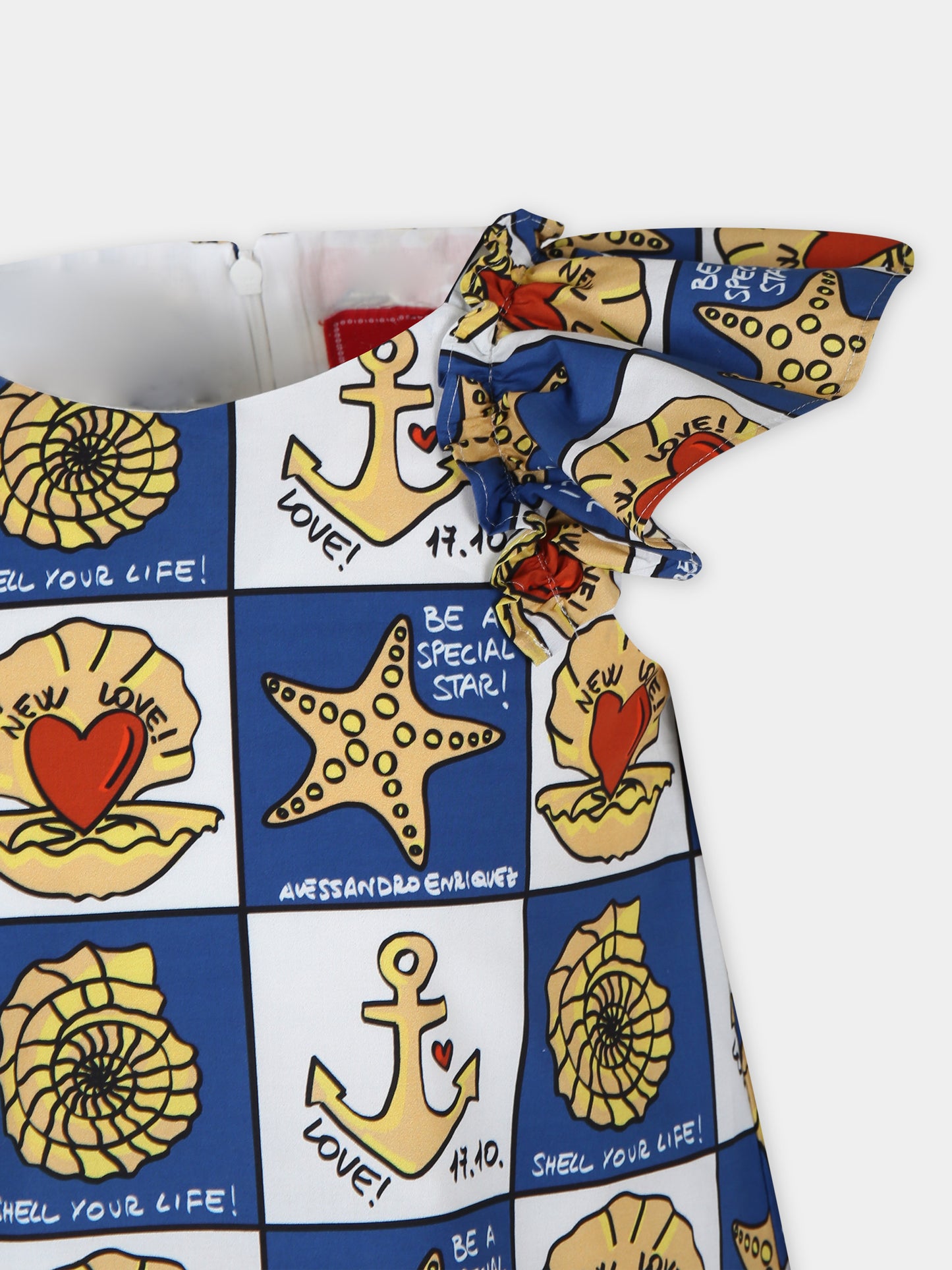 Vestito blu per bambina con stampa pop,Alessandro Enriquez X Barcellino,112105