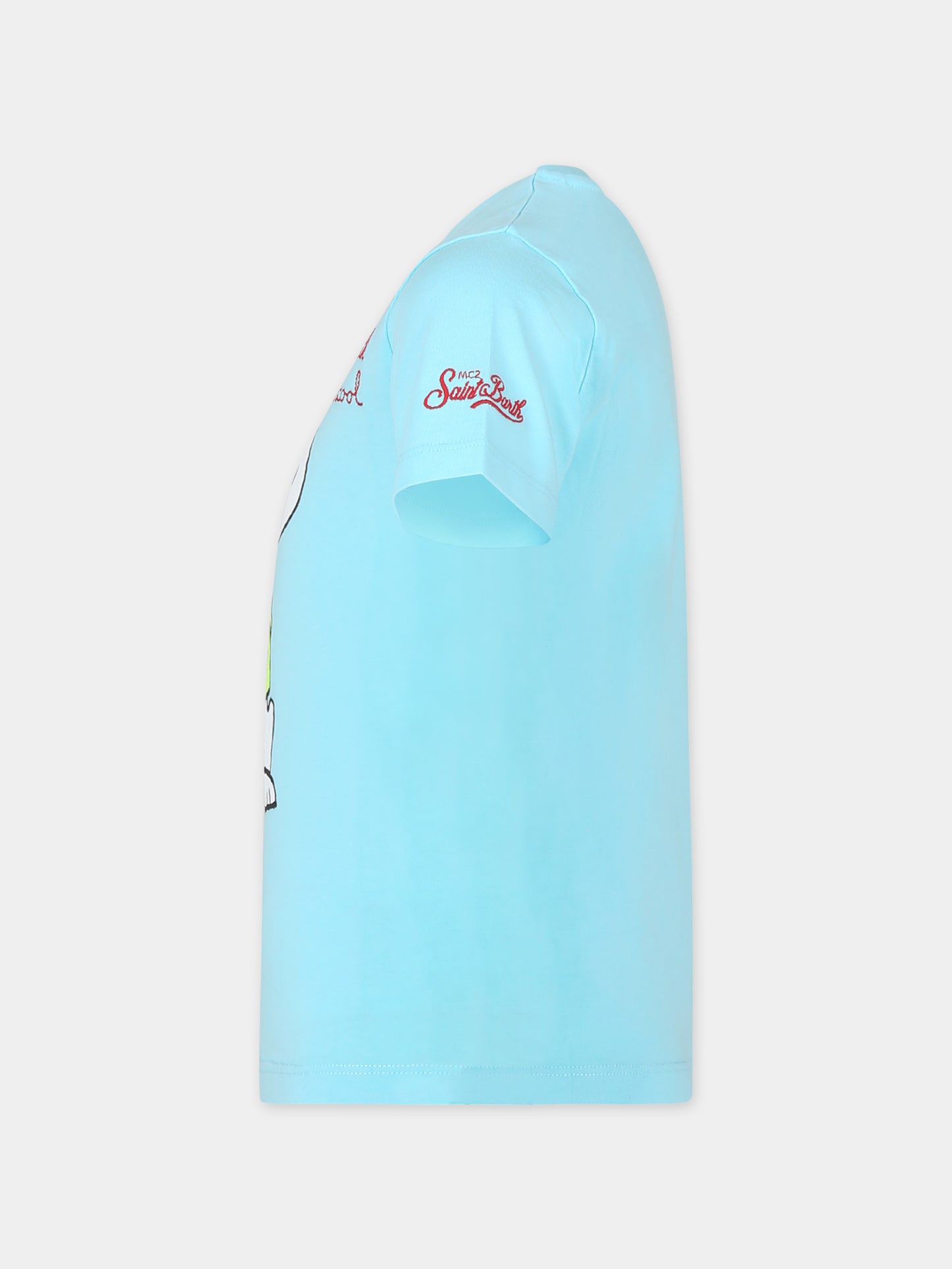 T-shirt celeste per bambino con stampa Snoopy,Mc2 Saint Barth,TSH0001 02682F