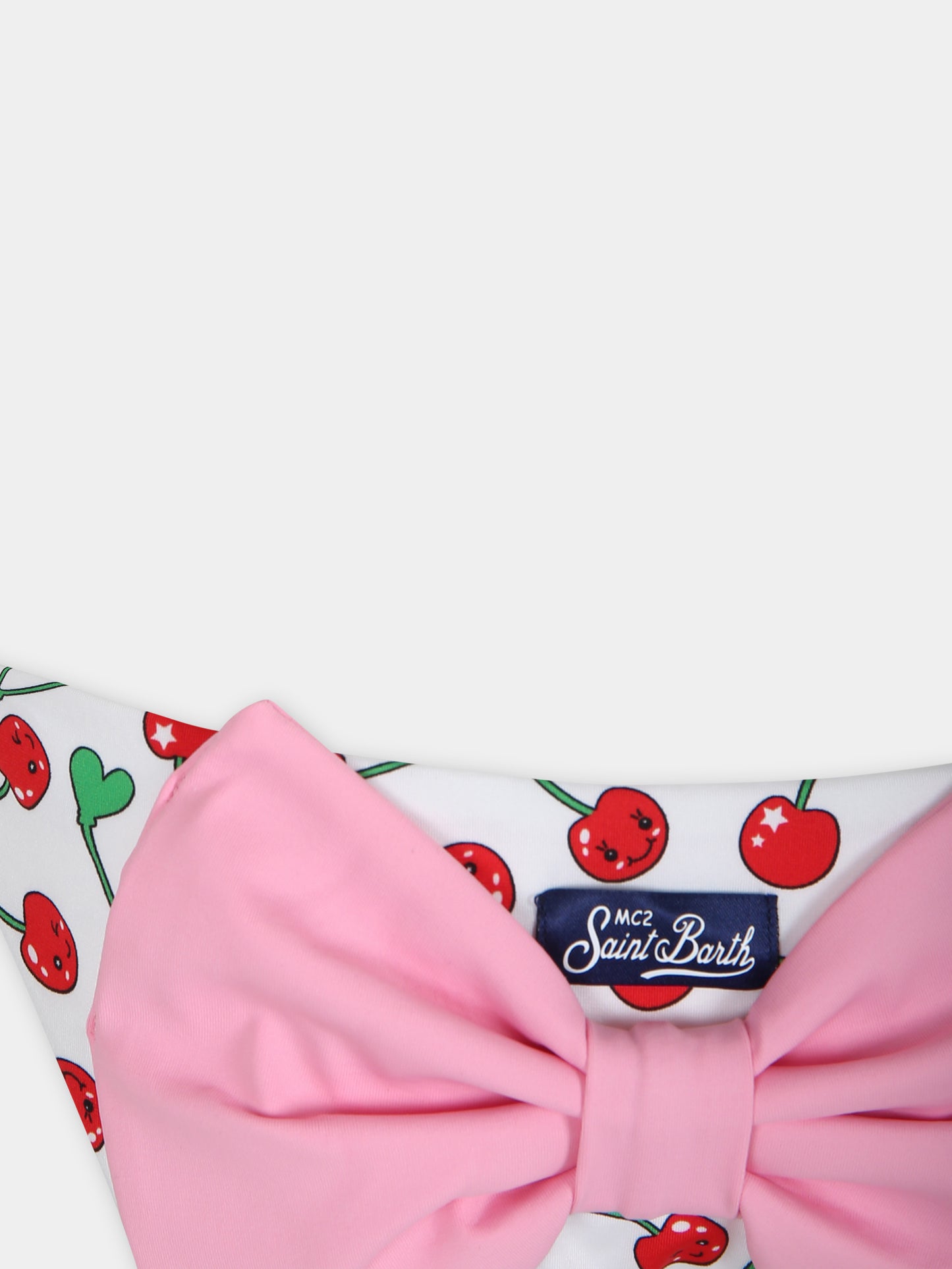 Slip mare bianco per bambina con ciliegie e fiocco,Mc2 Saint Barth,MAD0001 00604F