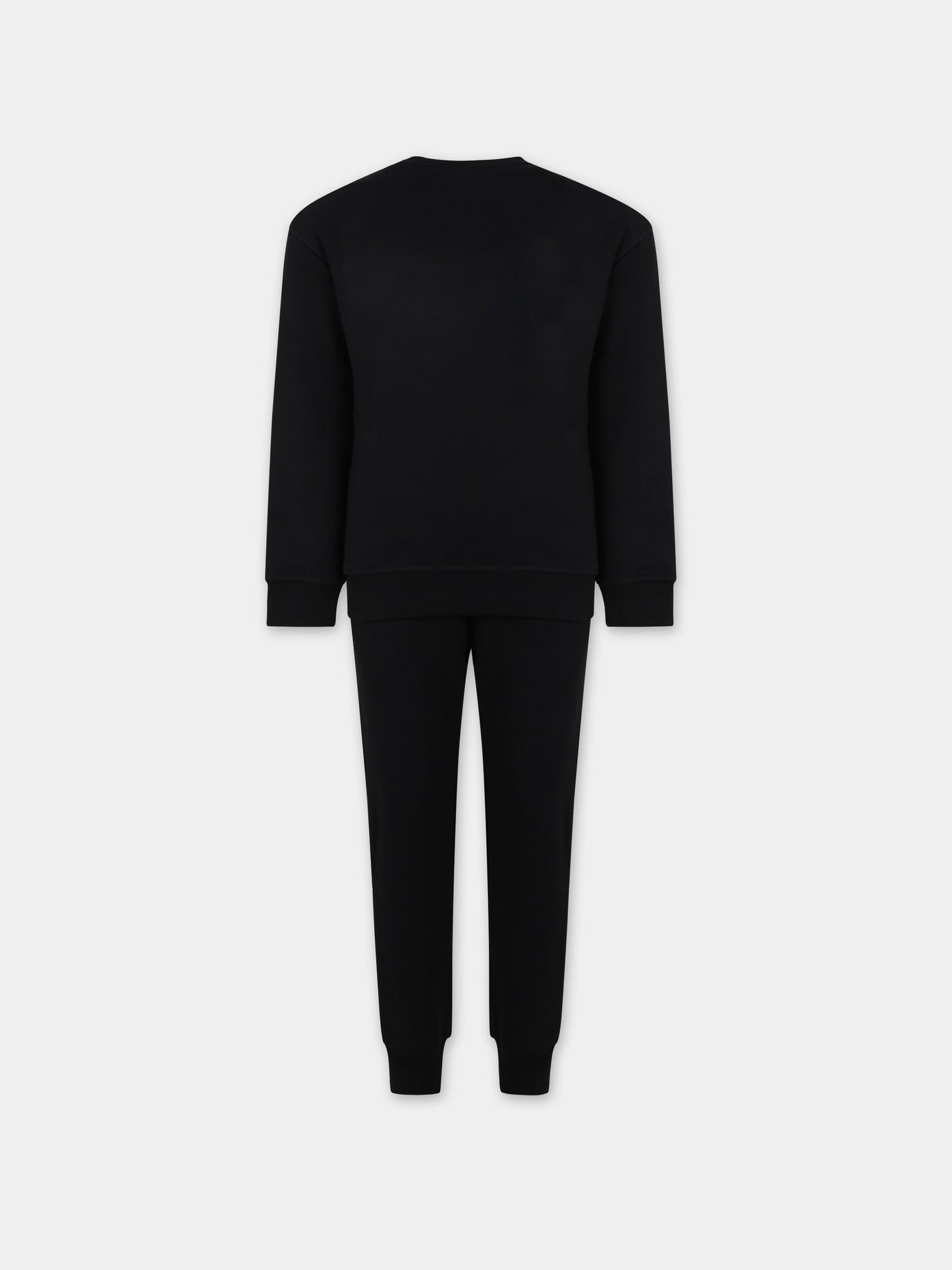 Completo nero per bambino con logo e smile,Moschino Kids,HUK03C LCA32 60100