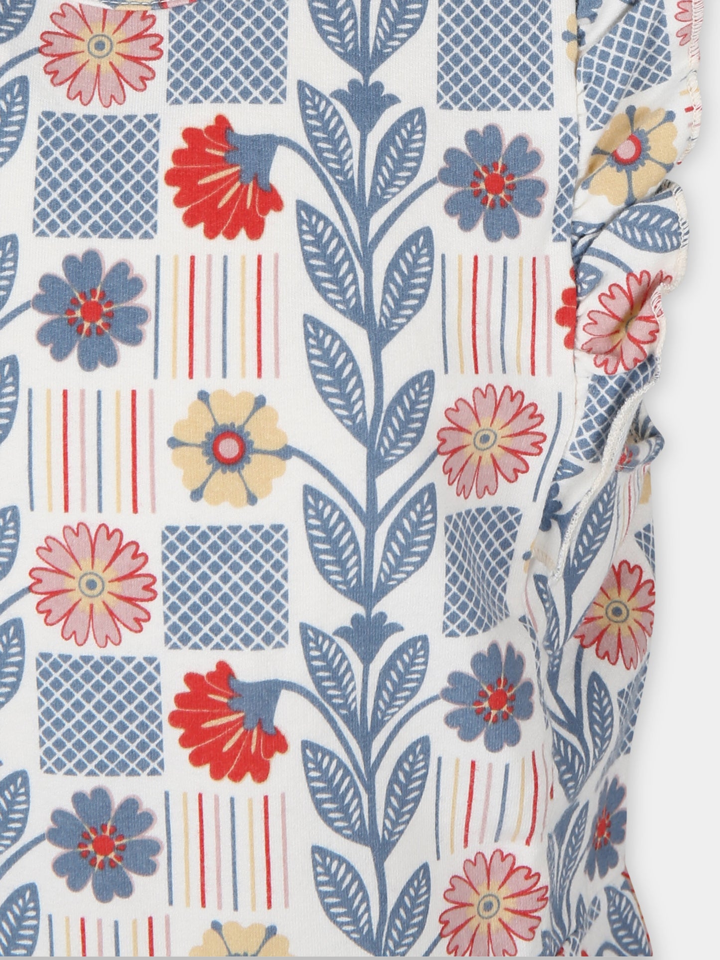 Jumpsuit bianca per bambina con stampa fiori,Coco Au Lait,16COCO S017