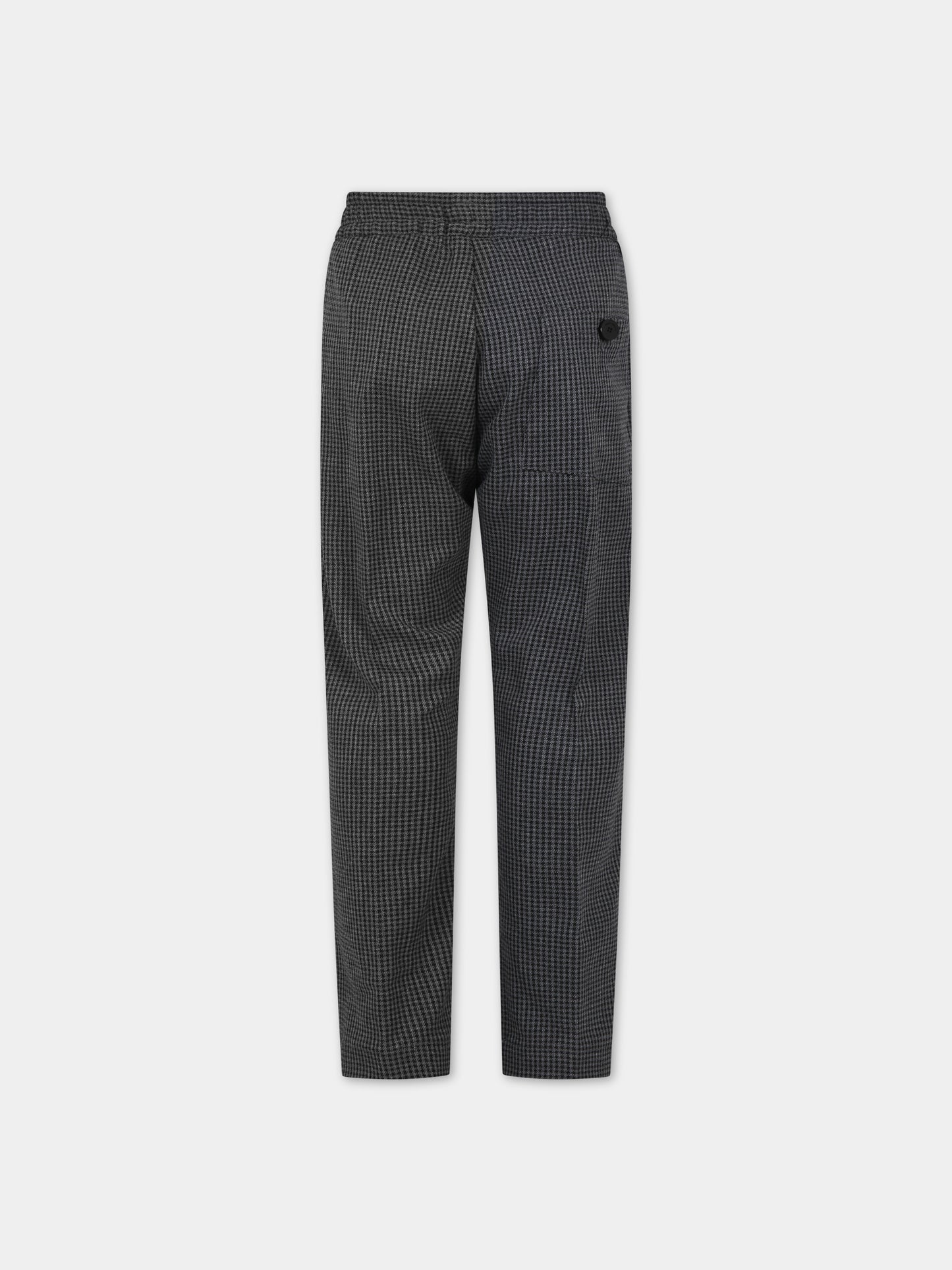 Pantaloni neri per bambini con micro fantasia a quadri,Paolo Pecora,PP3151 NERO
