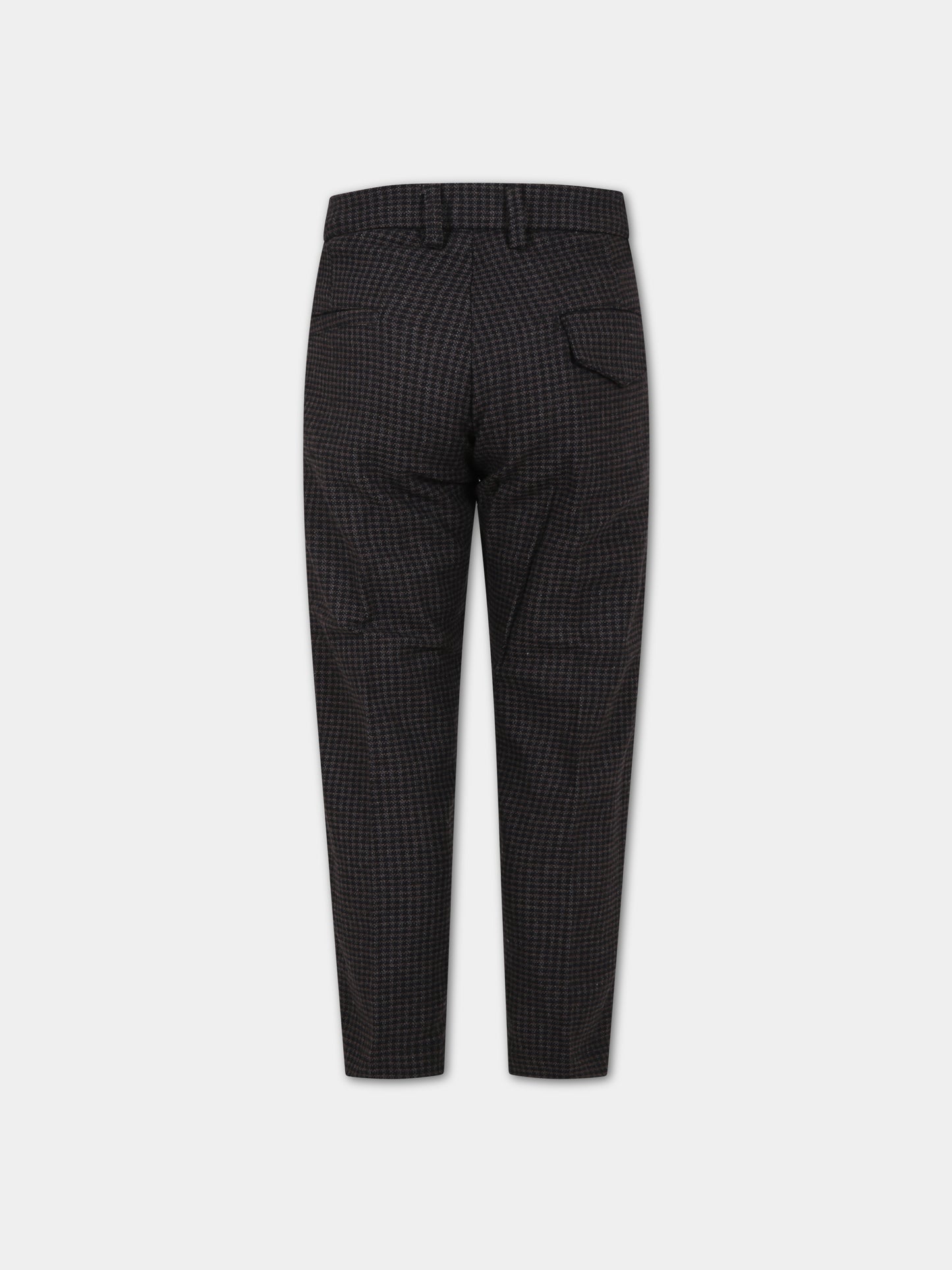 Pantaloni neri per bambini con micro fantasia a quadri,Paolo Pecora,PP3163 NERO