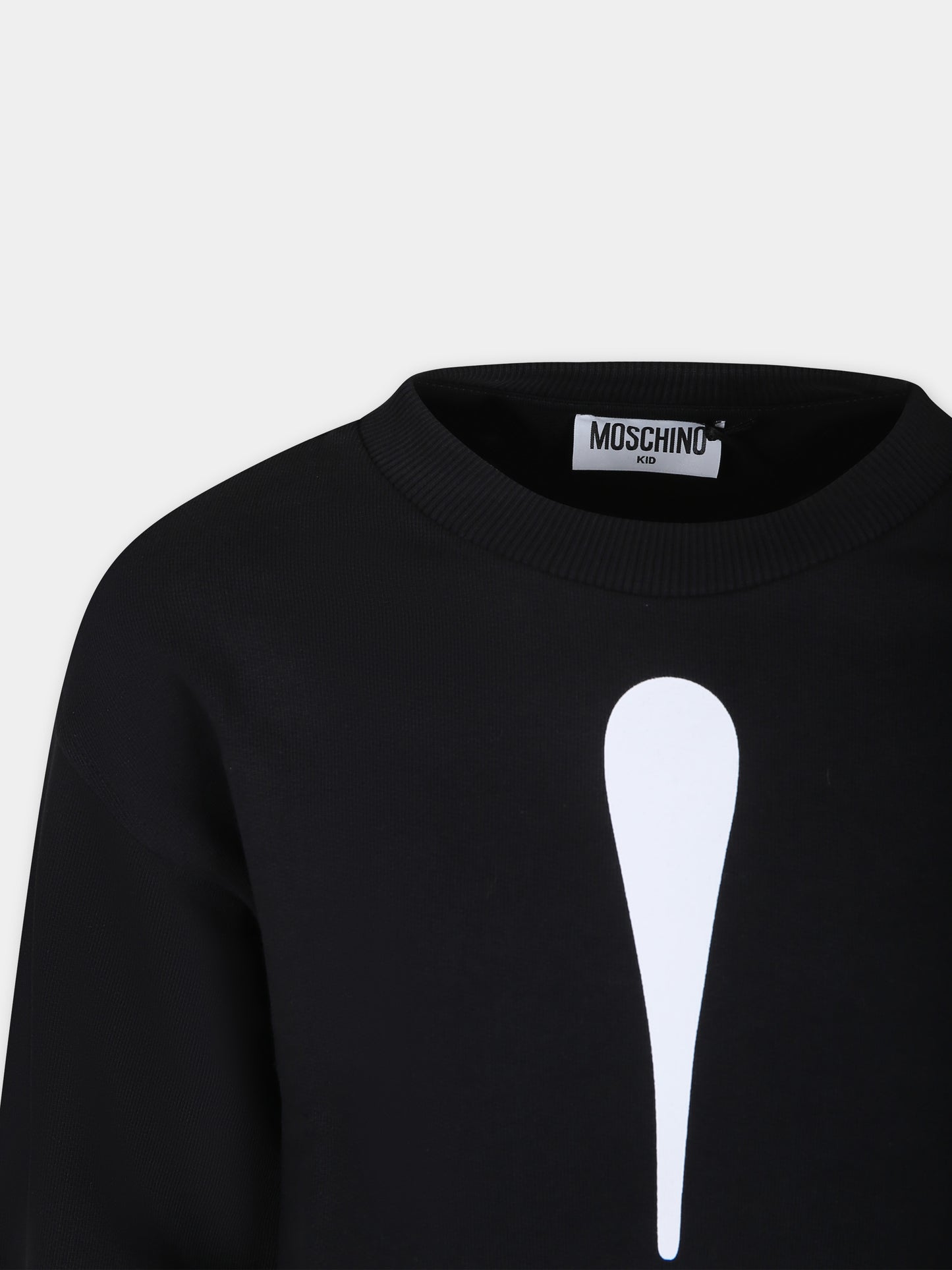 Felpa nera per bambina con punto esclamativo,Moschino Kids,HDF05V LCA75 60100