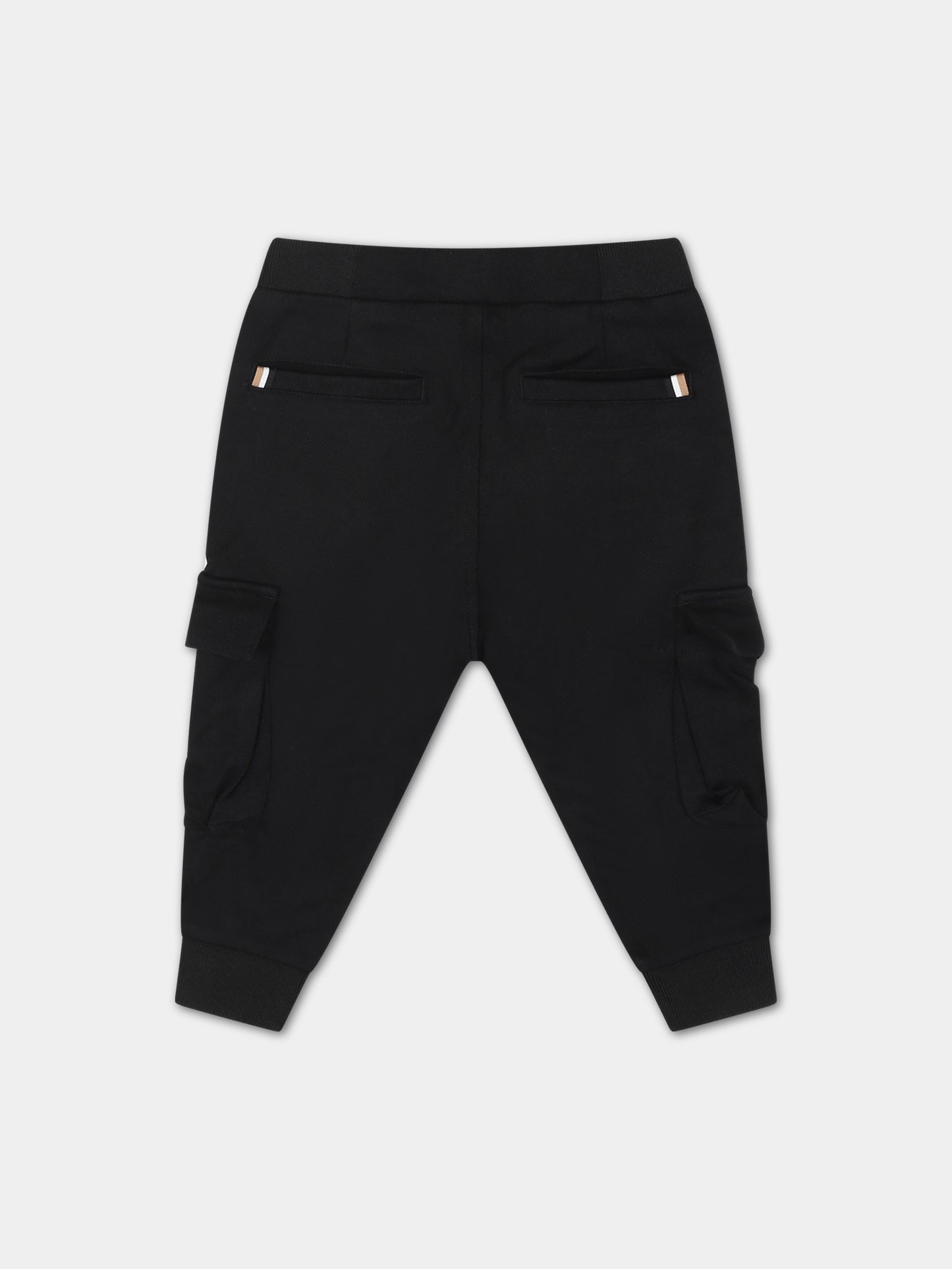 Pantaloni neri per neonato con logo,Boss,J04485 09B