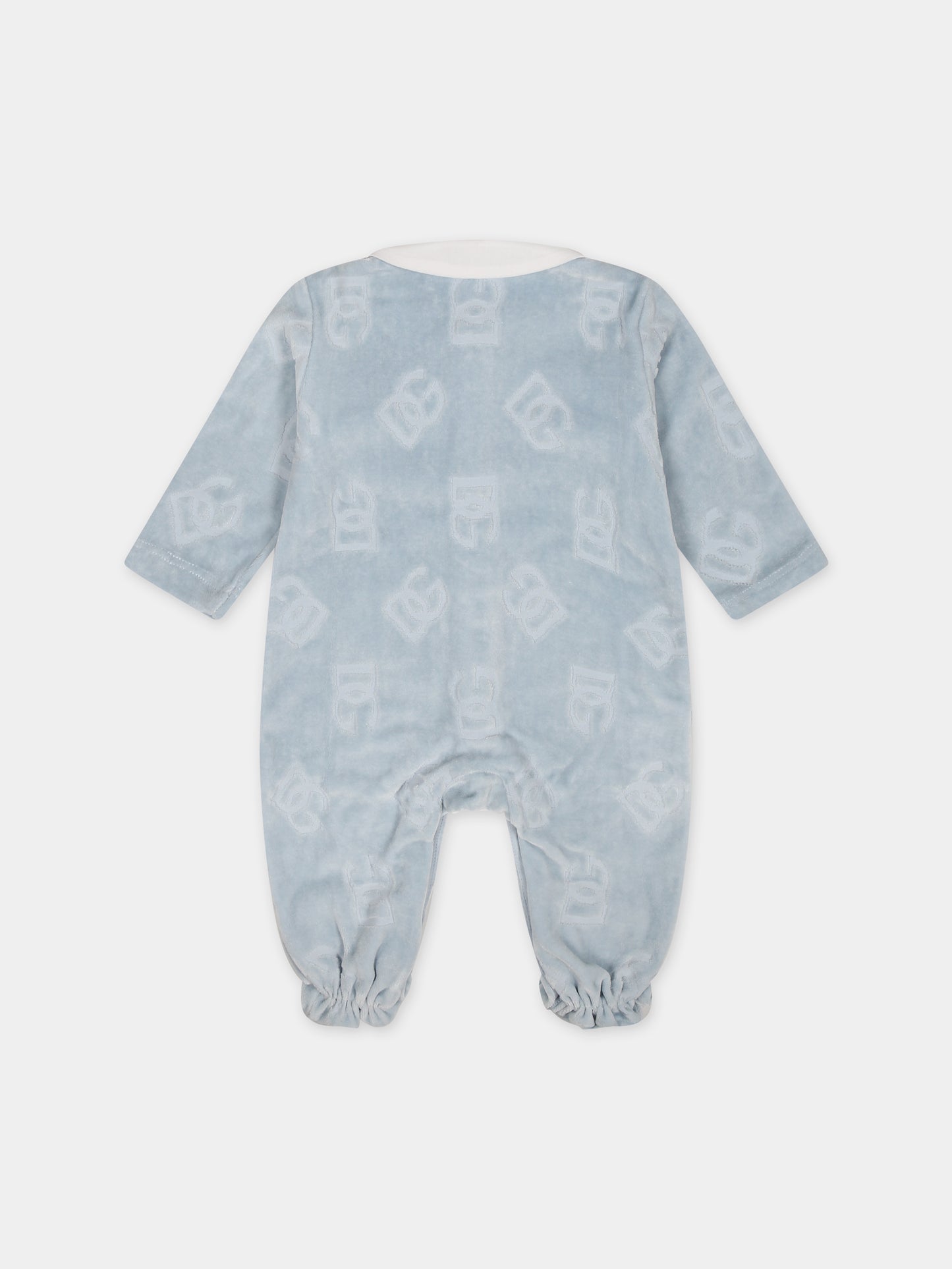 Tutina celeste per neonato con logo,Dolce & Gabbana Kids,L1JO4U G7G3Y B0276