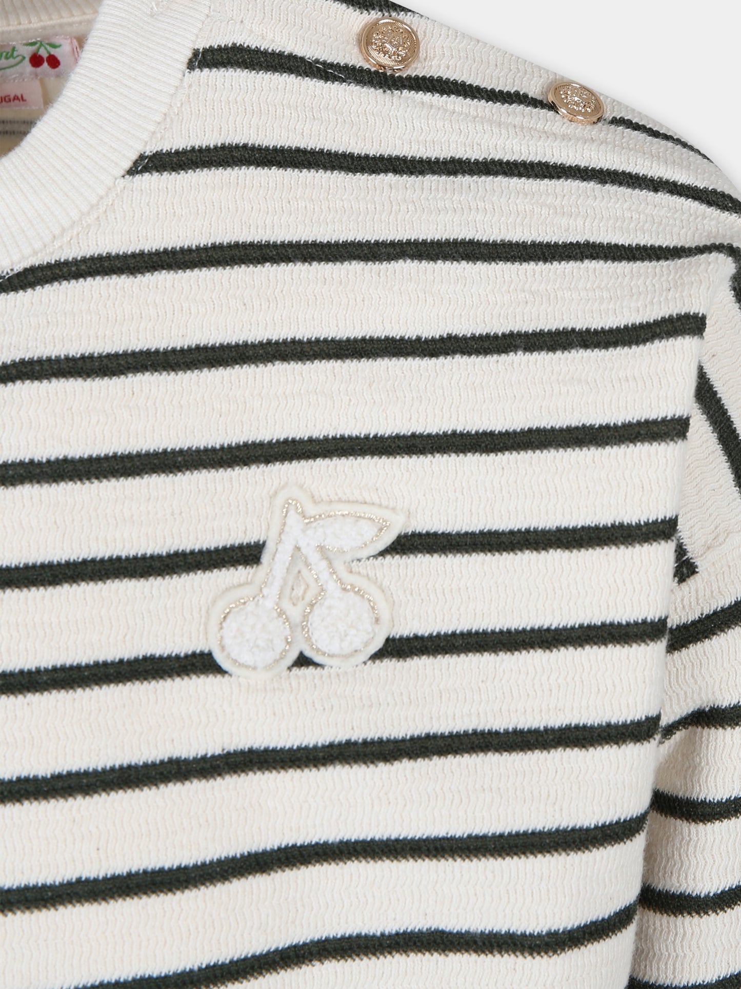 Felpa avorio per bambina con ciliegie,Bonpoint,W04GSWK00002 248B