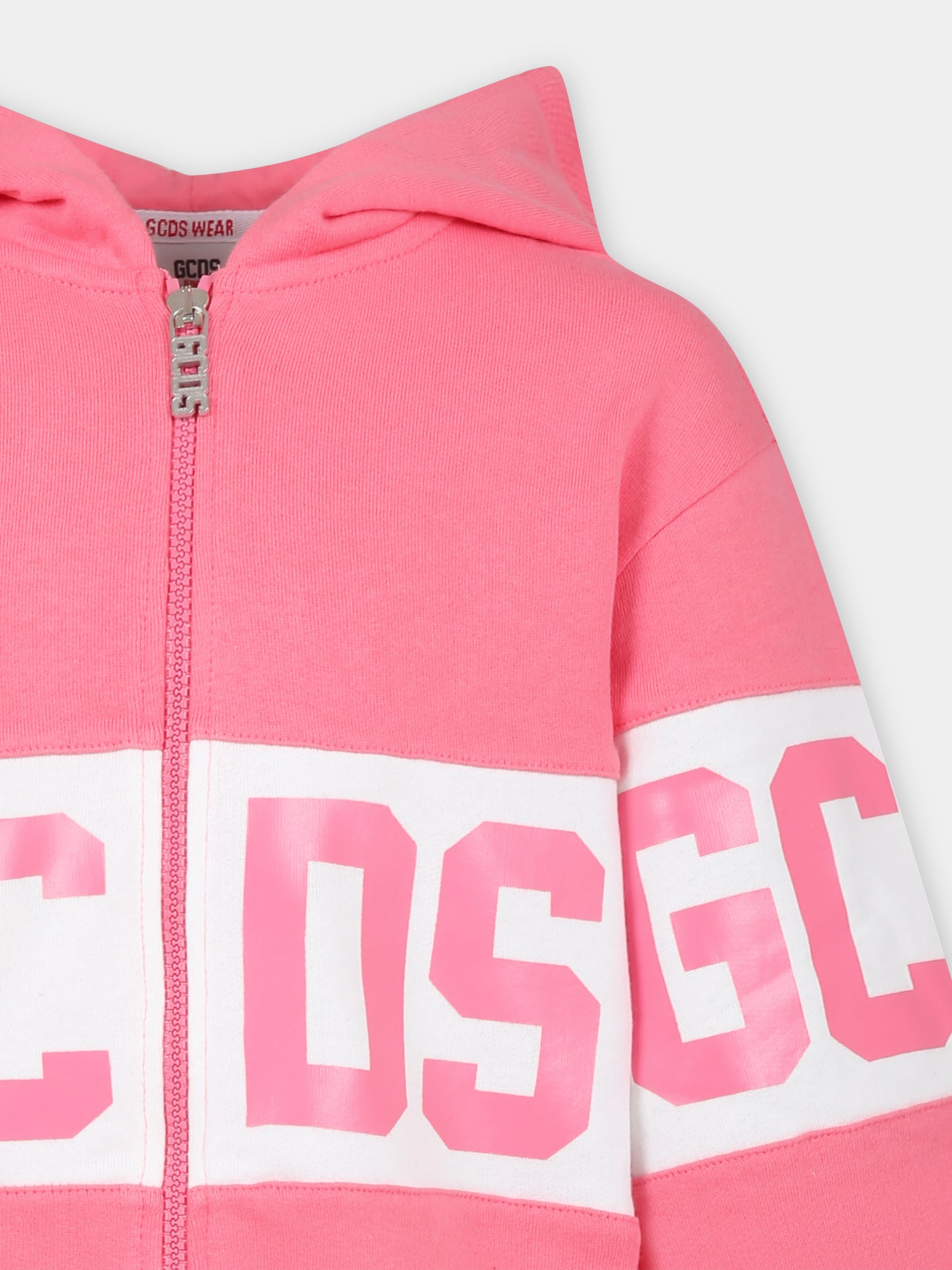 Felpa rosa per bambina con logo,Gcds Kids,DNF004 LCA33 51452
