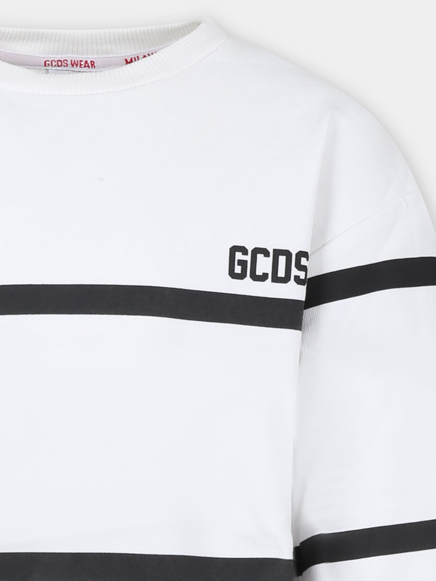Felpa bianca per bambini con logo nero,Gcds Kids,DOF000 LCA52 10101