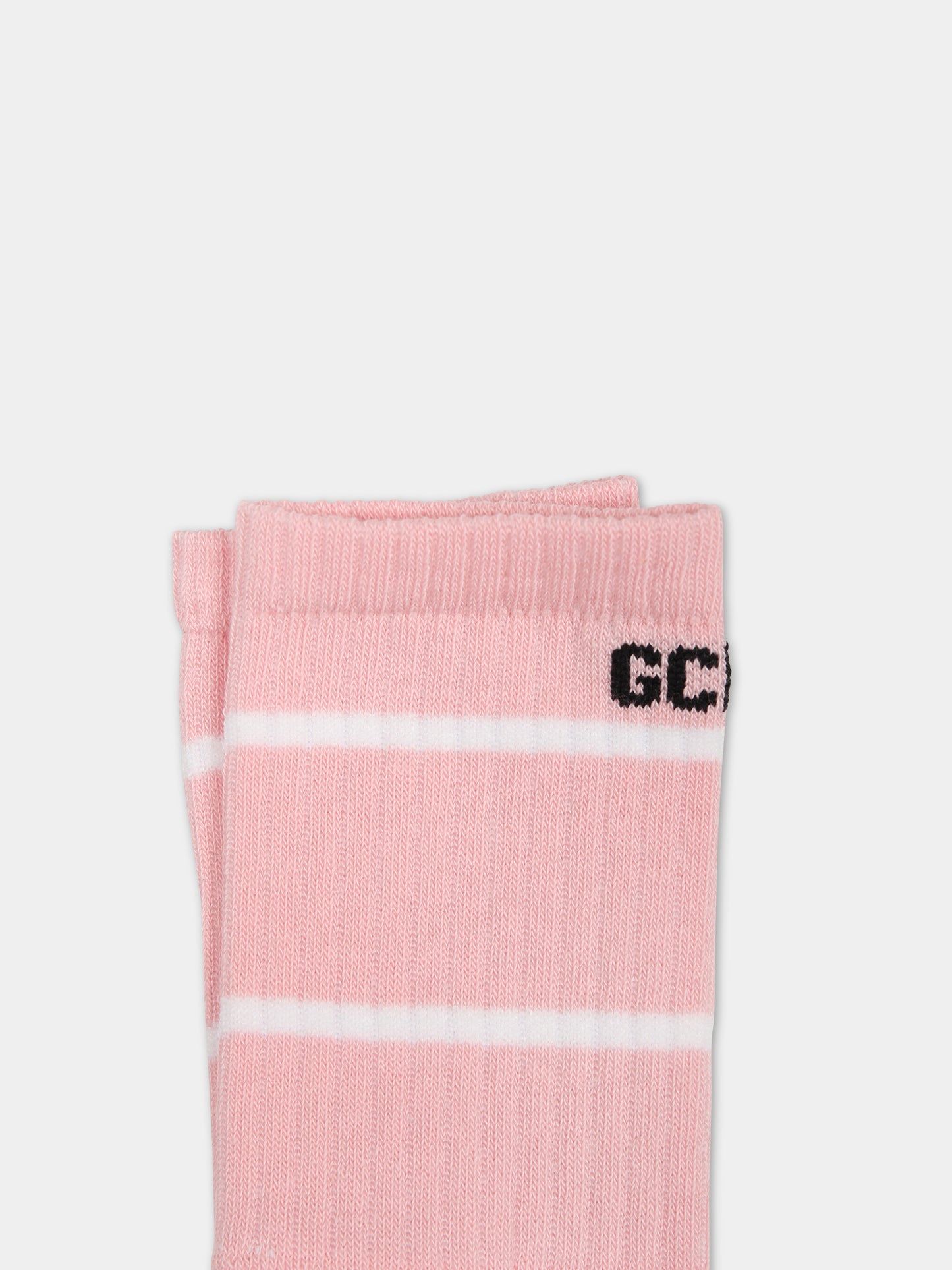 Calze rosa per bambina con logo,Gcds Kids,DUX00L LHE25 51630