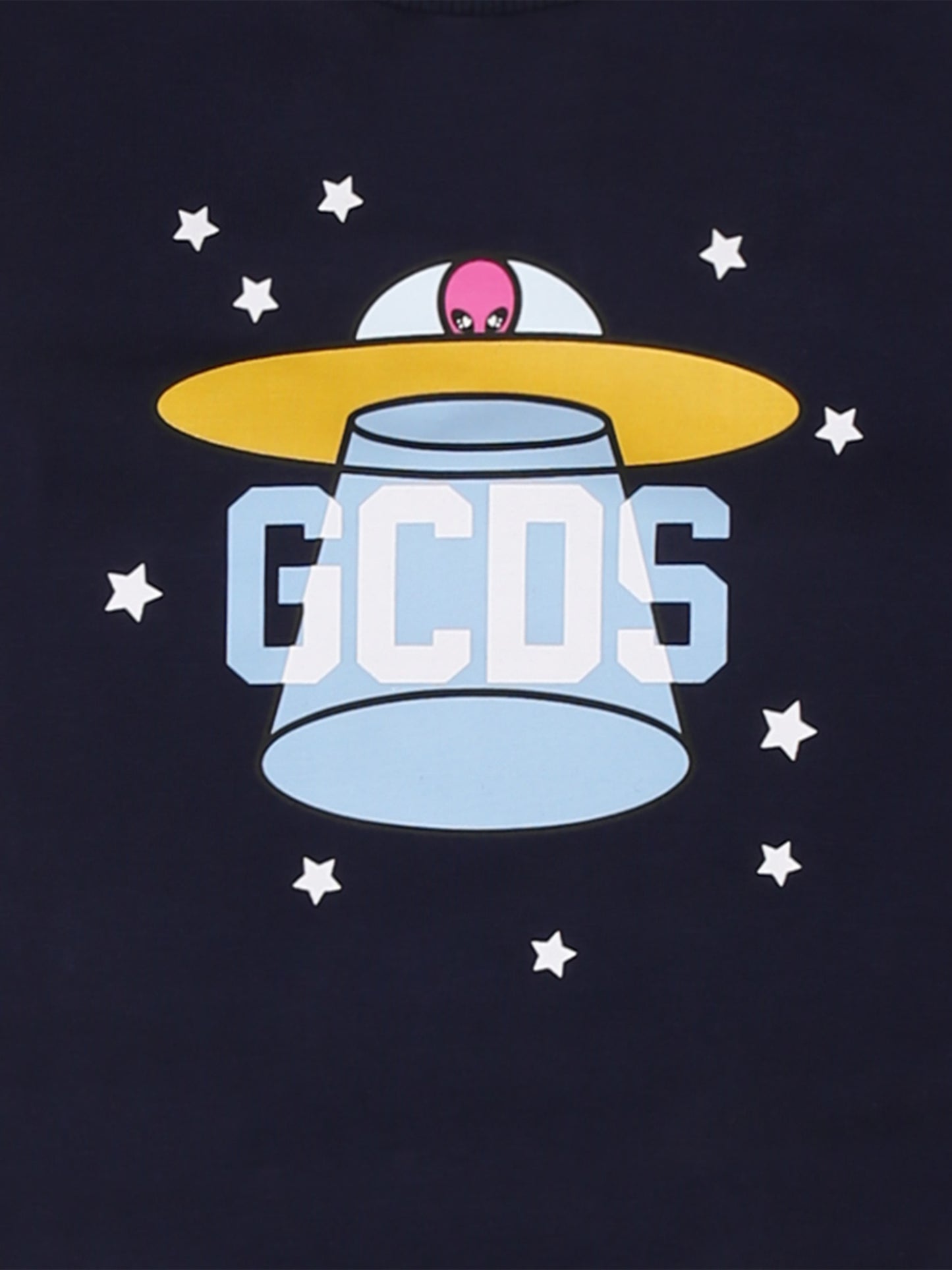 Pigiama blu per neonato con stampa alieno e logo,Gcds Kids,GUK00F LBBC7 85660